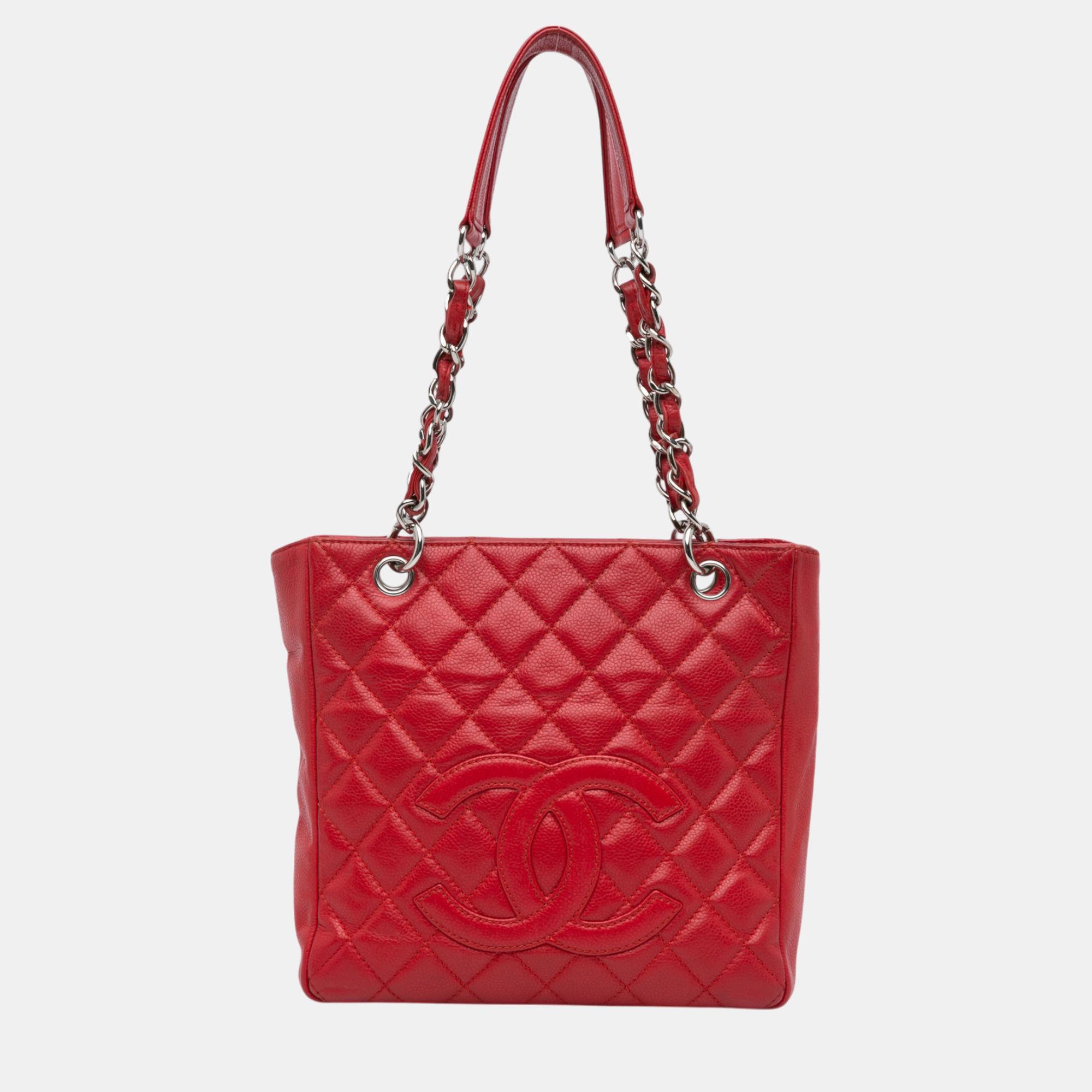 

Chanel Red Caviar Petite Shopping Tote