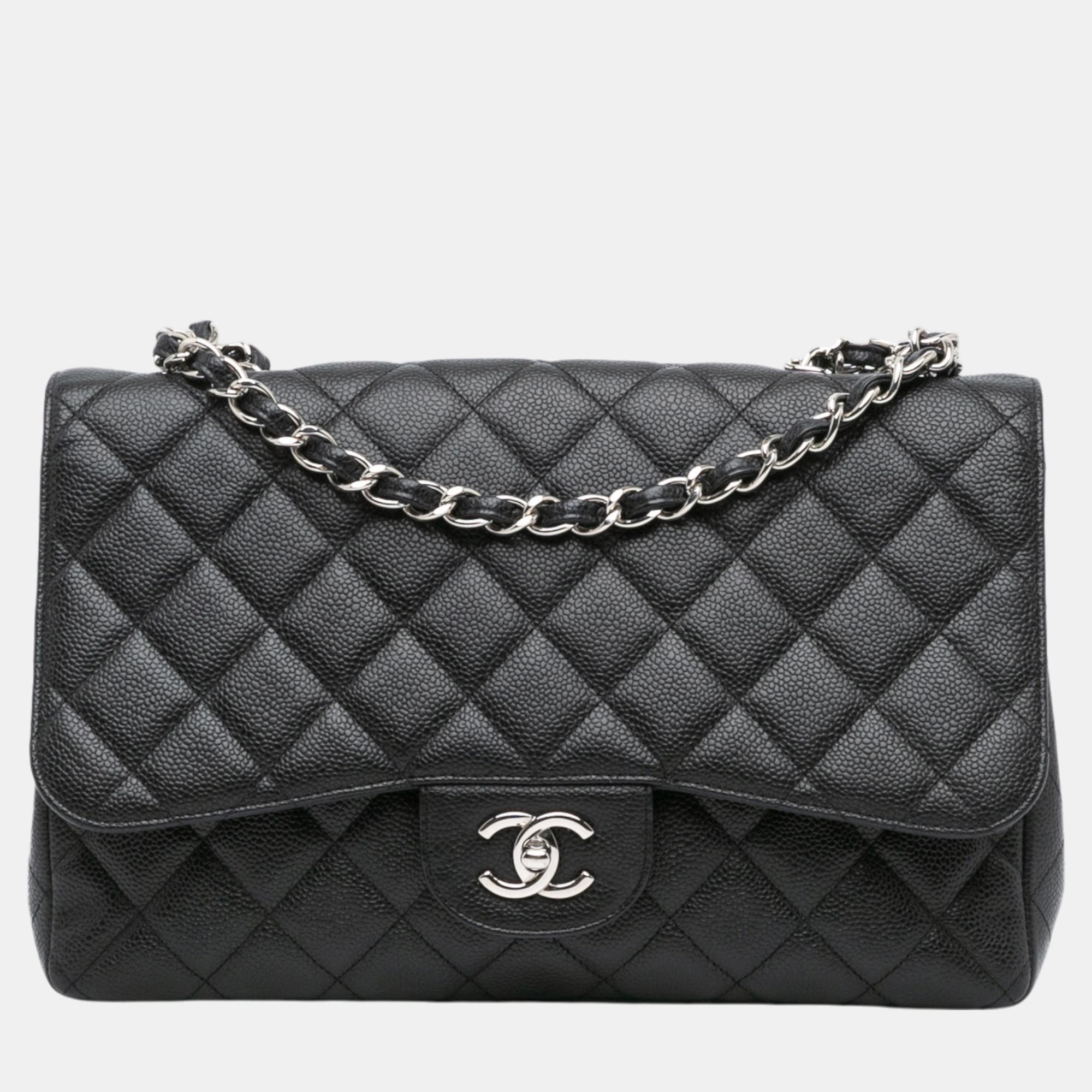 

Chanel Black Jumbo Classic Caviar Single Flap