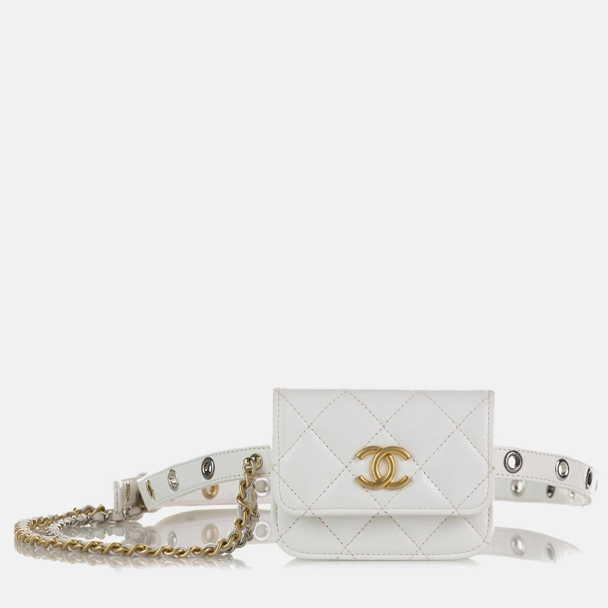

Chanel Punk Chain Leather Belt Bag, White