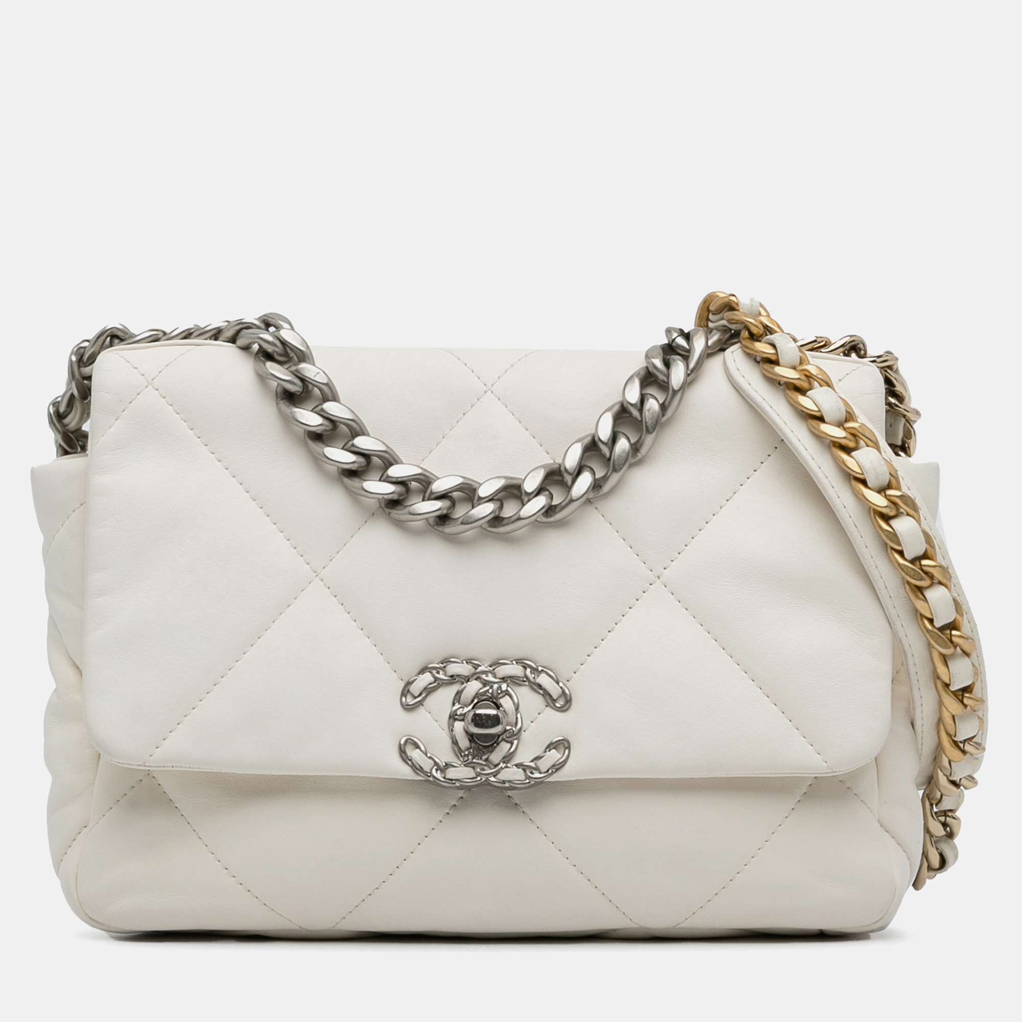 

Chanel White Medium Lambskin 19 Flap