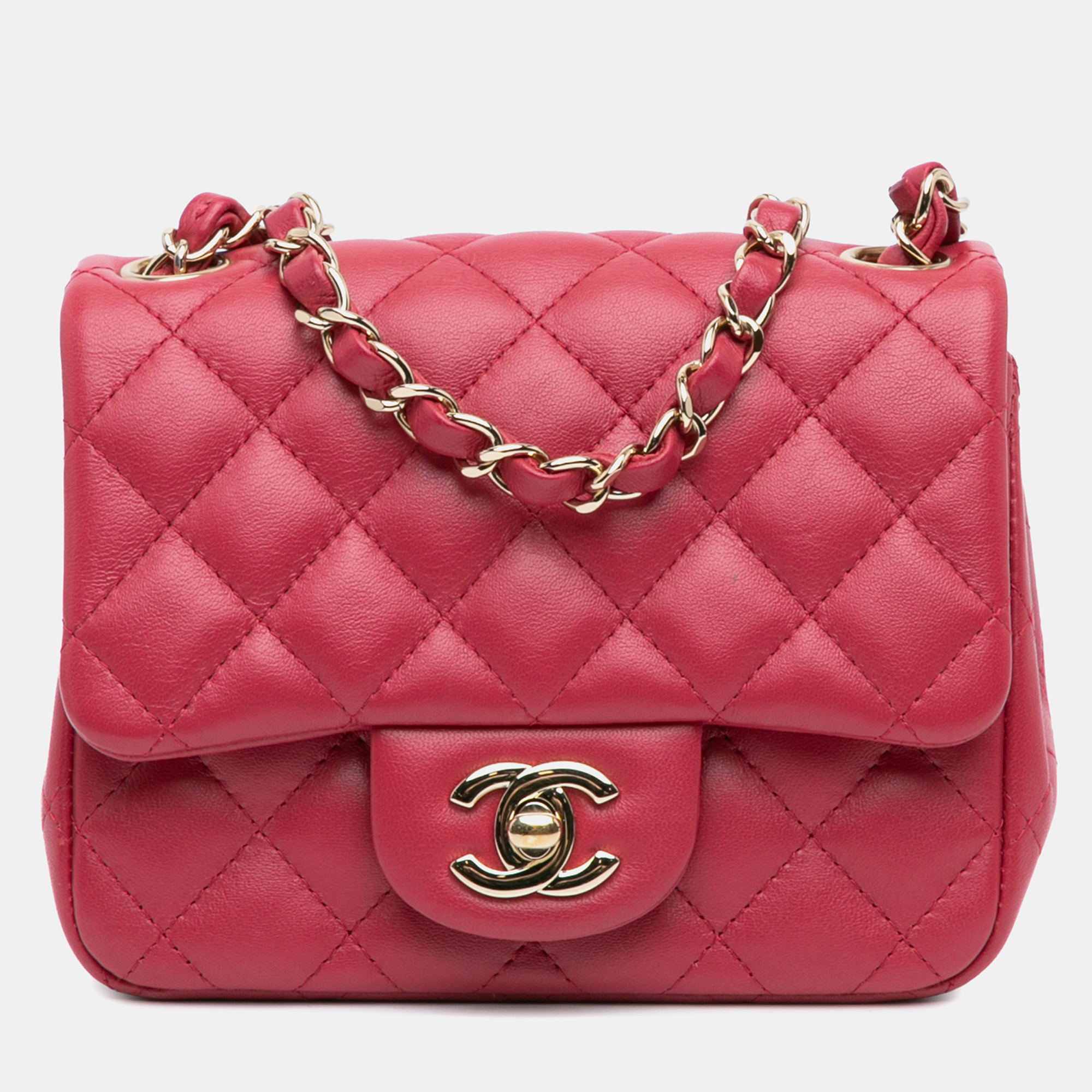 

Chanel Pink Mini Square Classic Lambskin Single Flap