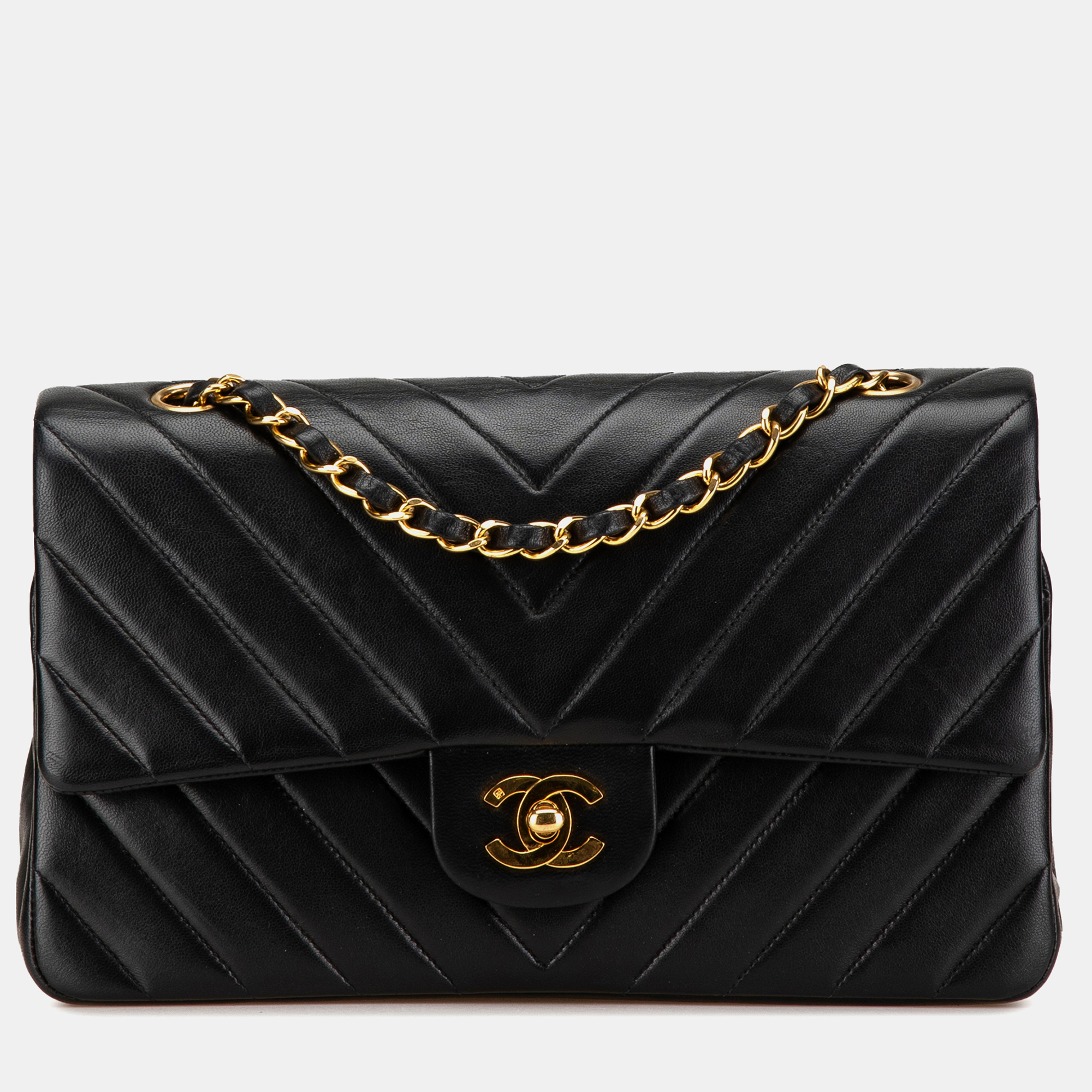 

Chanel Black Small Classic Chevron Lambskin Double Flap