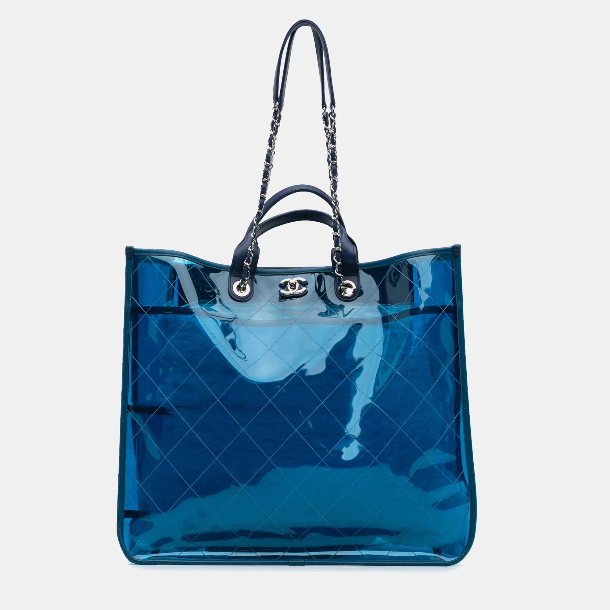 

Chanel Blue Large Quilted PVC Coco Splash Shopping Tote