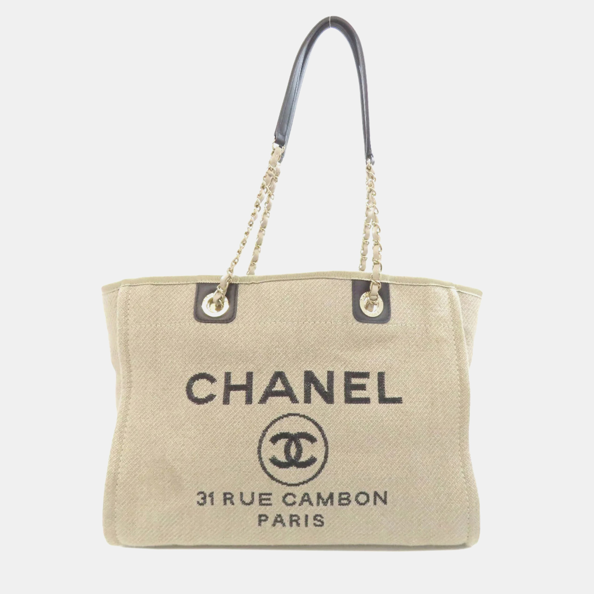 

Chanel Beige Canvas Deauville Tote Bag