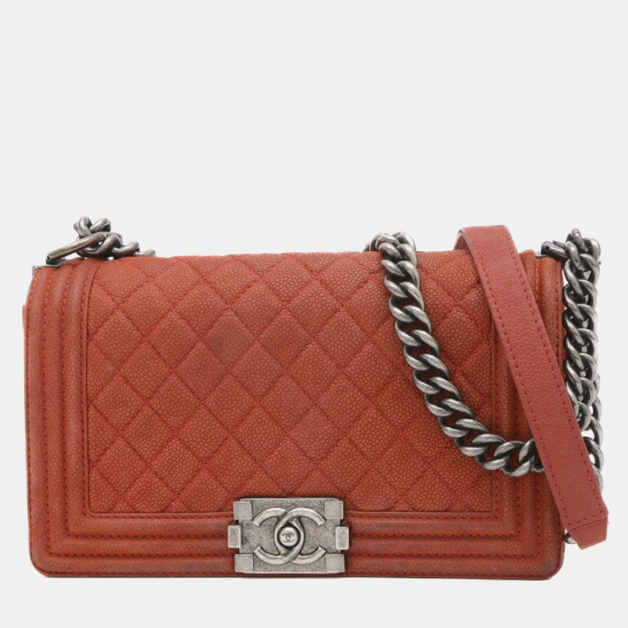 

Chanel Red Leather Boy Chain Shoulder Bag