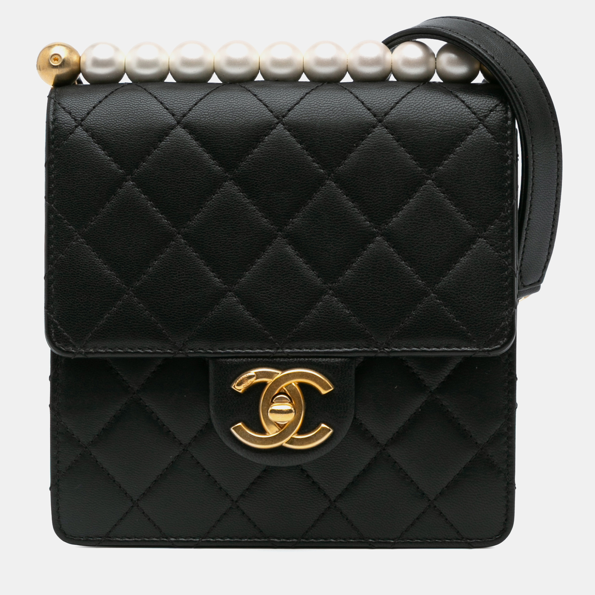 

Chanel Black Small Lambskin Chic Pearls Flap