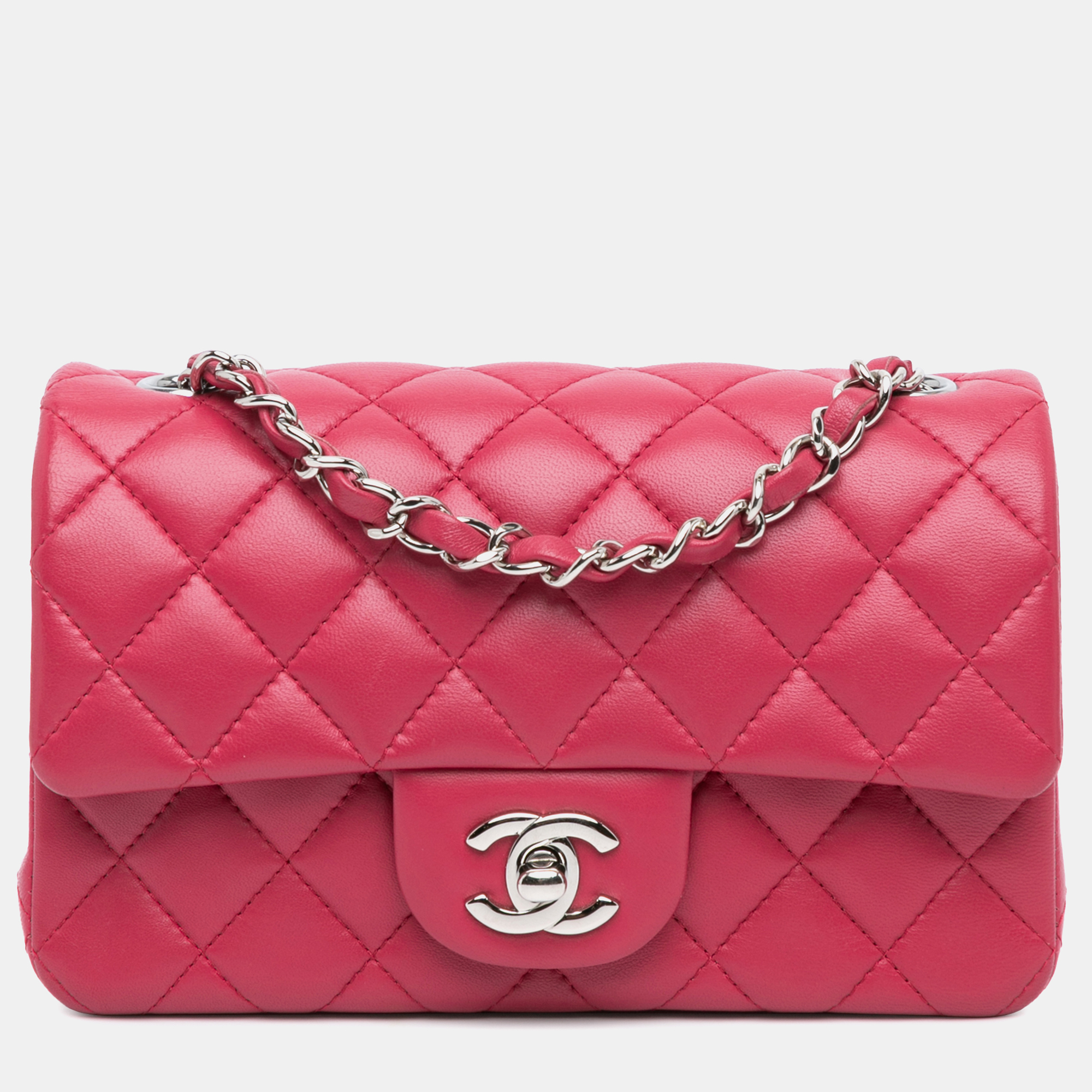 

Chanel Pink Mini Rectangular Classic Lambskin Single Flap