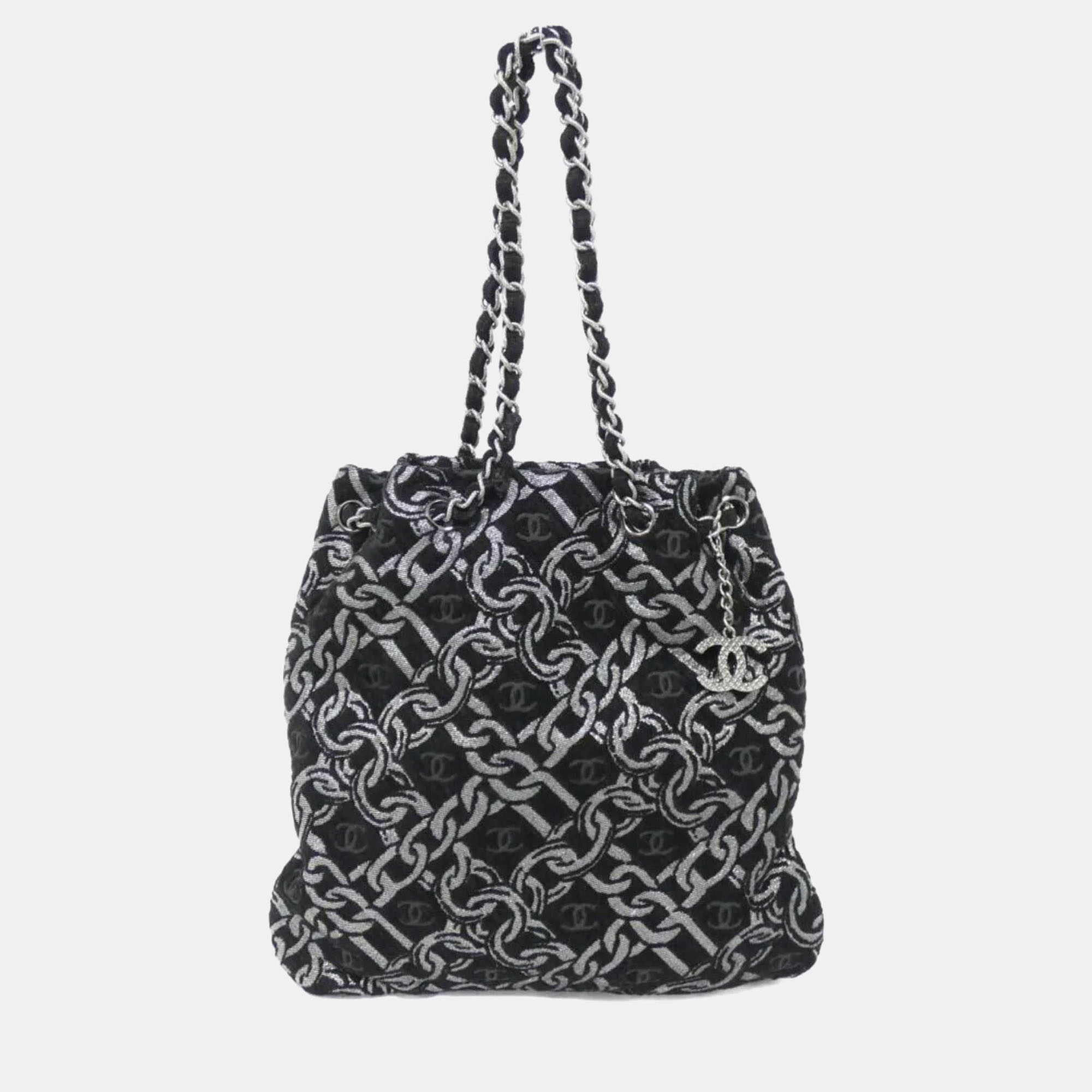 

Chanel Black Canvas Shoulder Bag