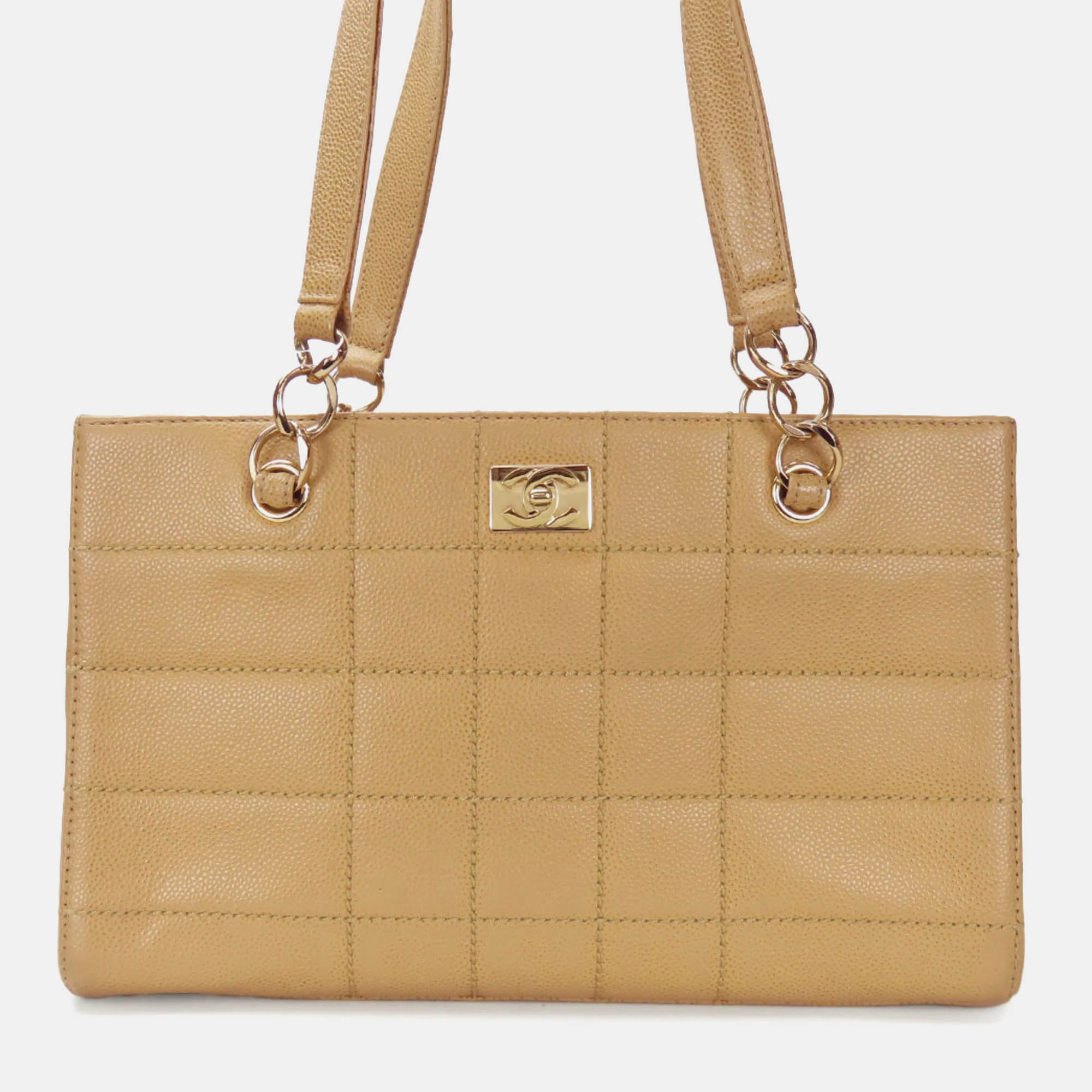 

Chanel Beige Caviar Chocolate Bar Coco Mark Shoulder Bag, Brown