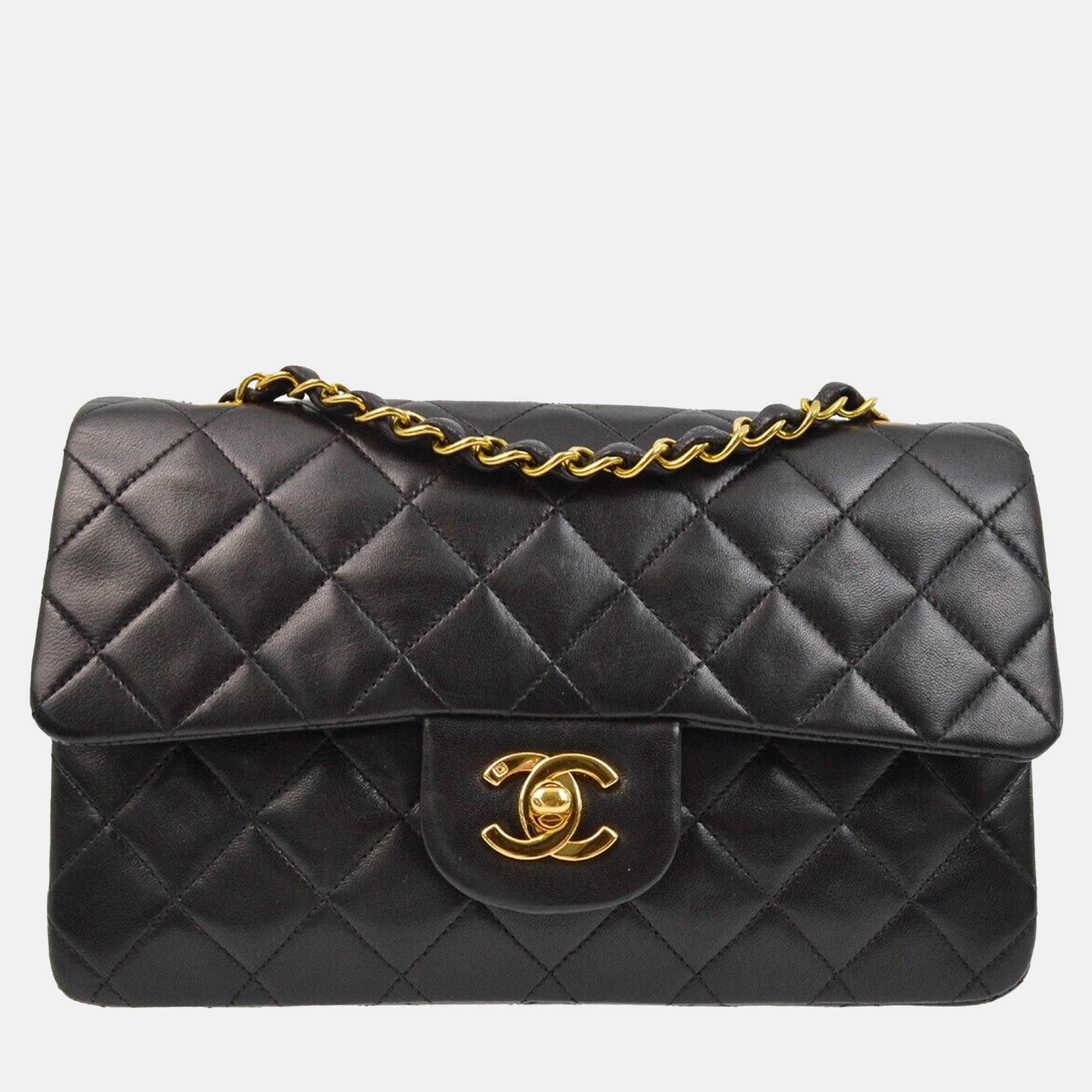 

Chanel Black Lambskin Small Classic Double Flap Shoulder Bag