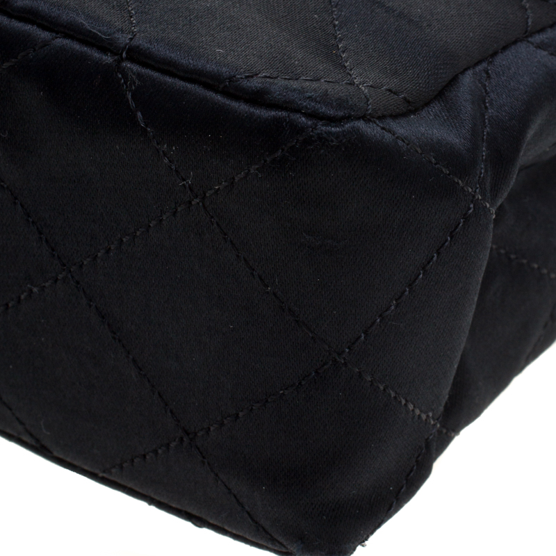 Chanel Black Quilted Satin Curved Flap Mini Q6B1NL2KK9001