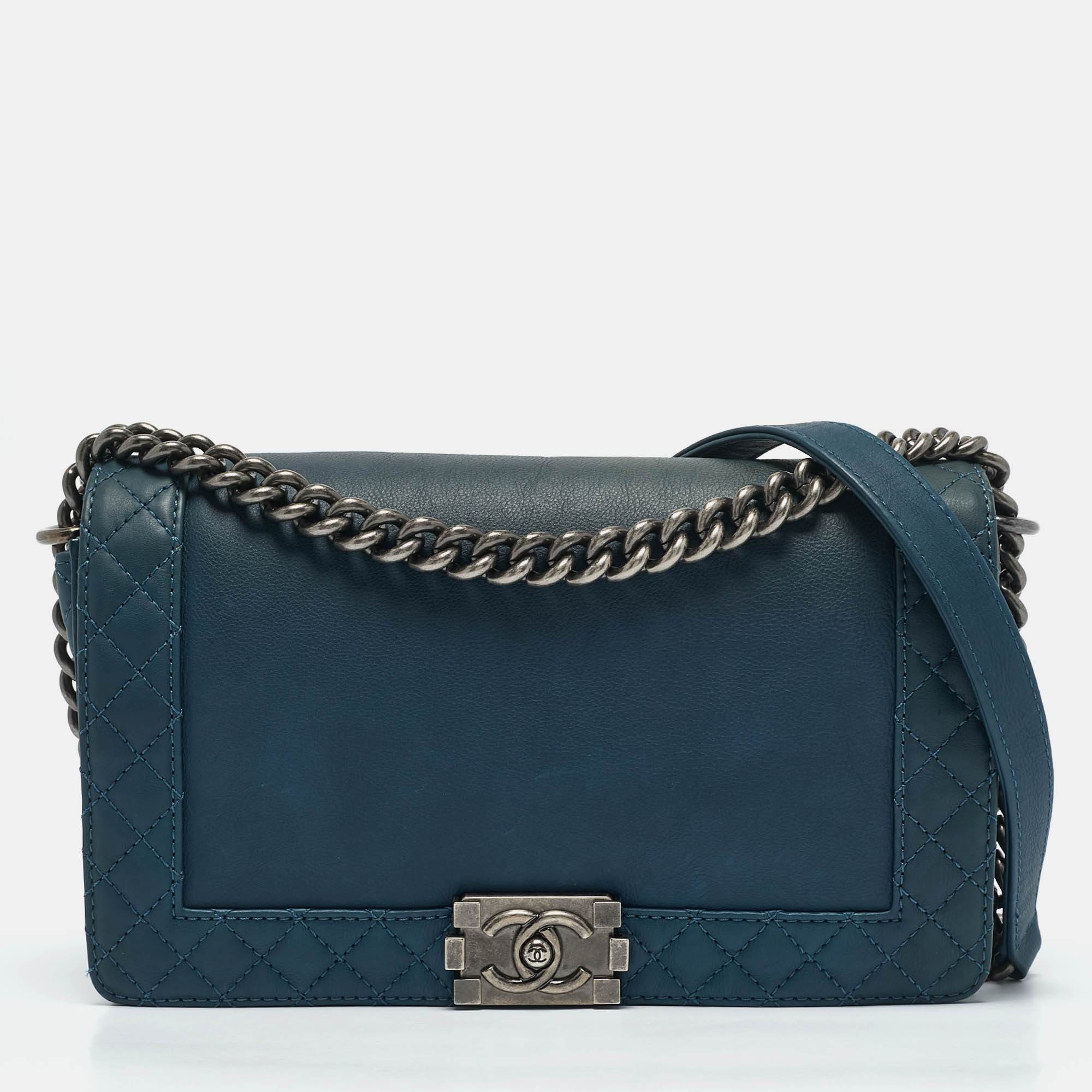 

Chanel Blue Quilted Leather New Medium Boy Flap Bag