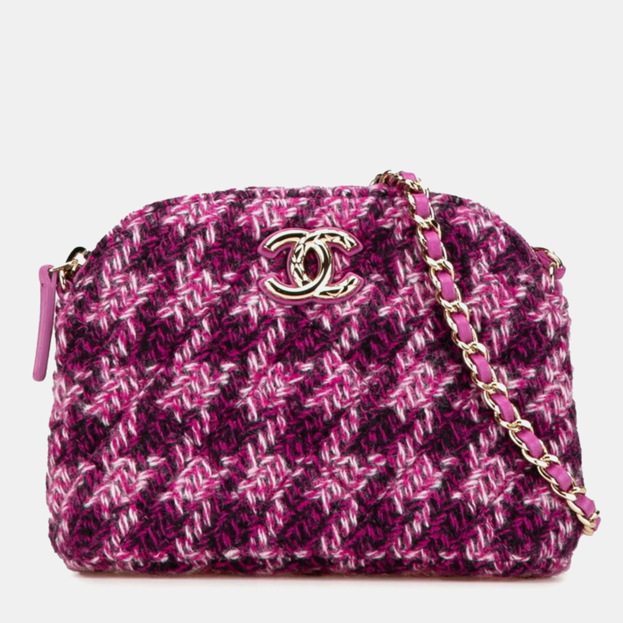 

Chanel Purple Multicolor Tweed Chain Shoulder Bag