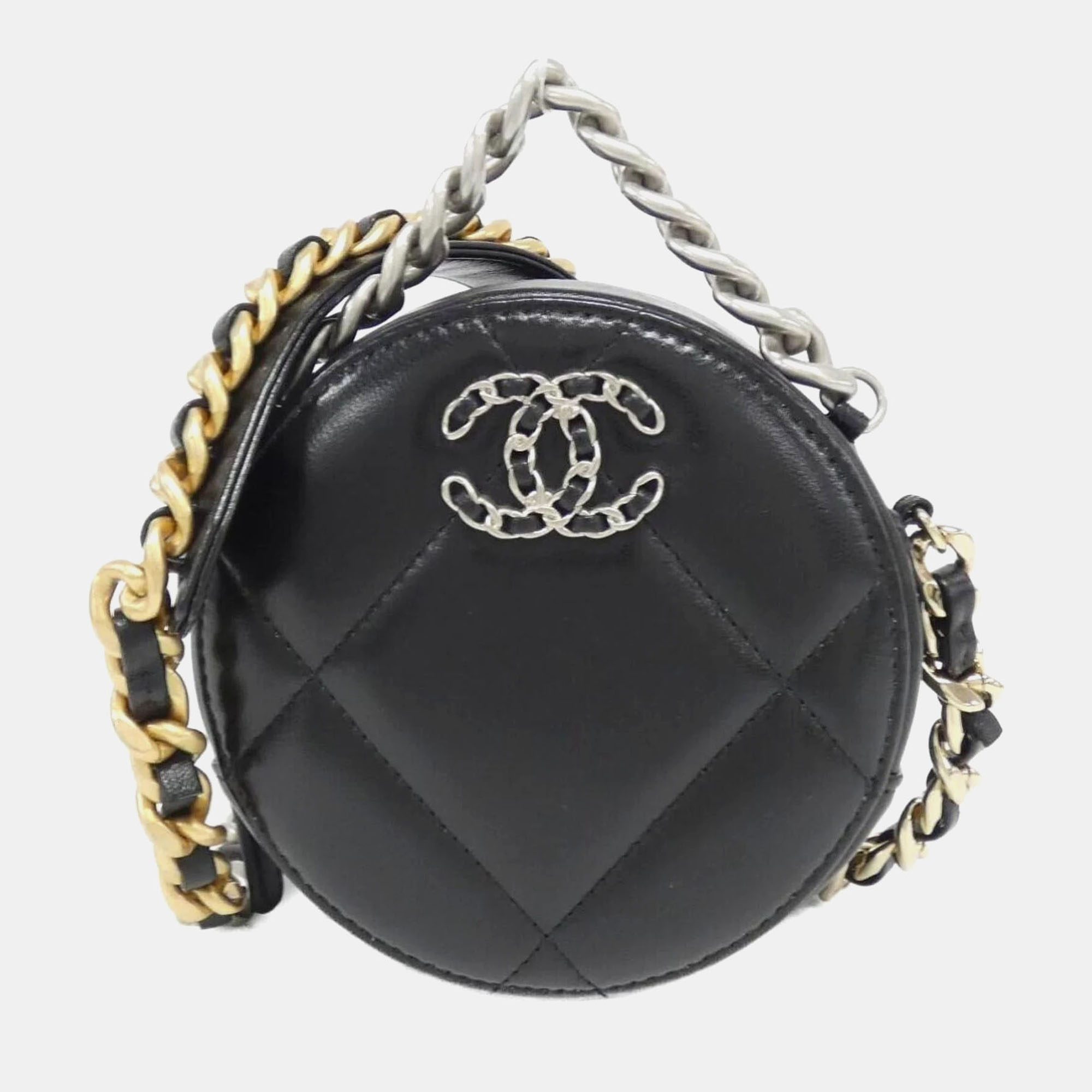 

Chanel Black Leather 19 Round Chain Shoulder Bag
