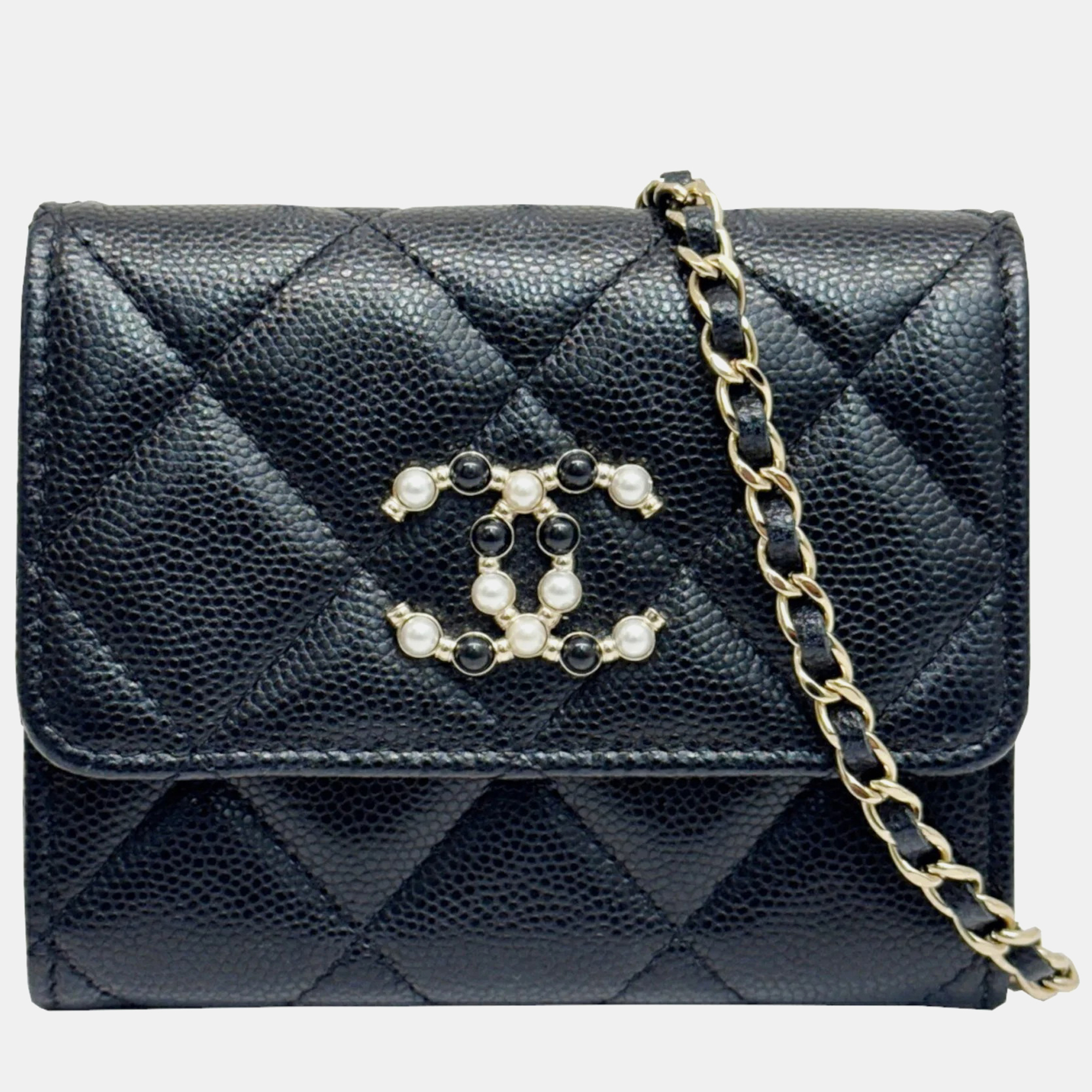 

Chanel Black Caviar Matelasse Mini Chain Wallet