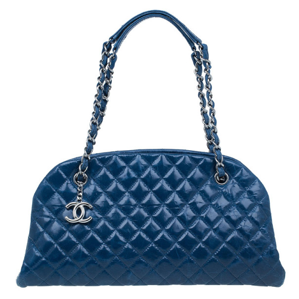 Pre Owned Chanel Turquoise Calfskin Medium Just Mademoiselle Shoulder Bag