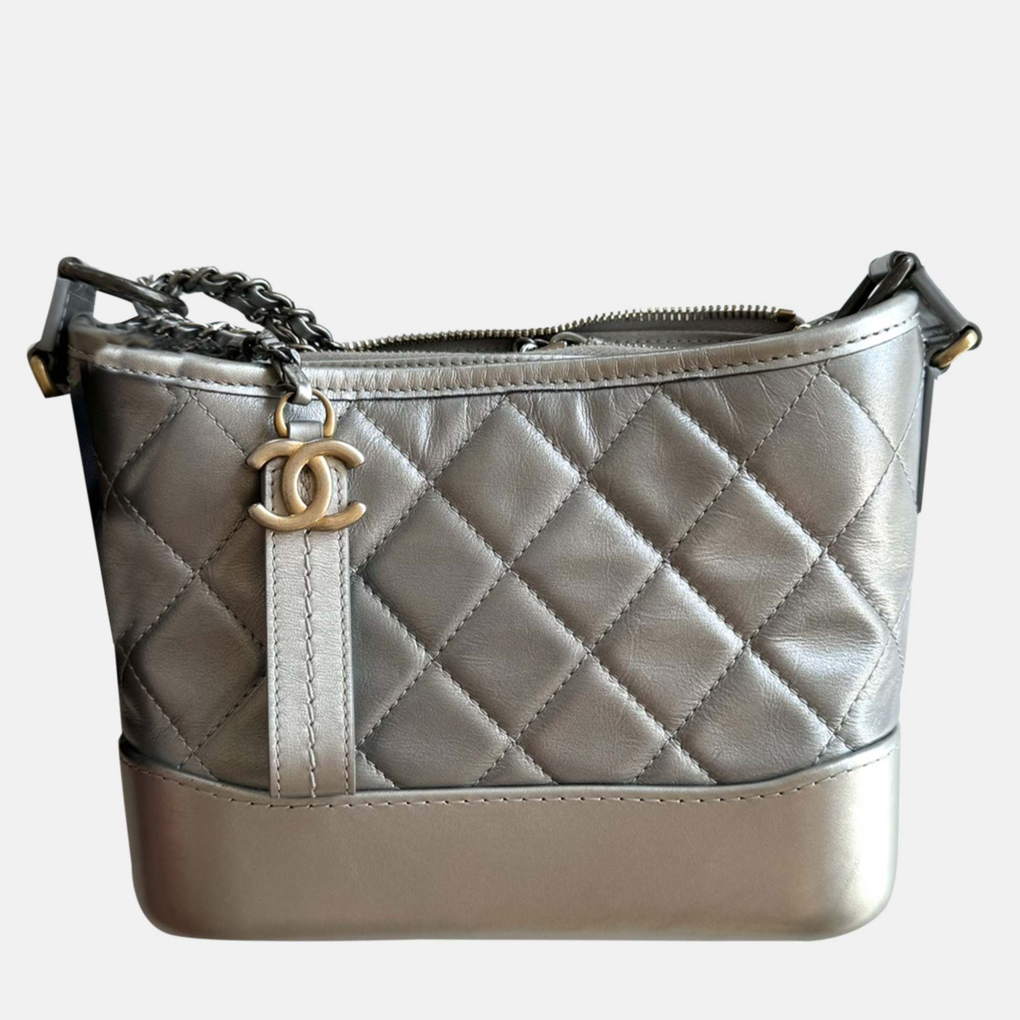 

Chanel Silver Leather Gabrielle Small Shoulder Bag