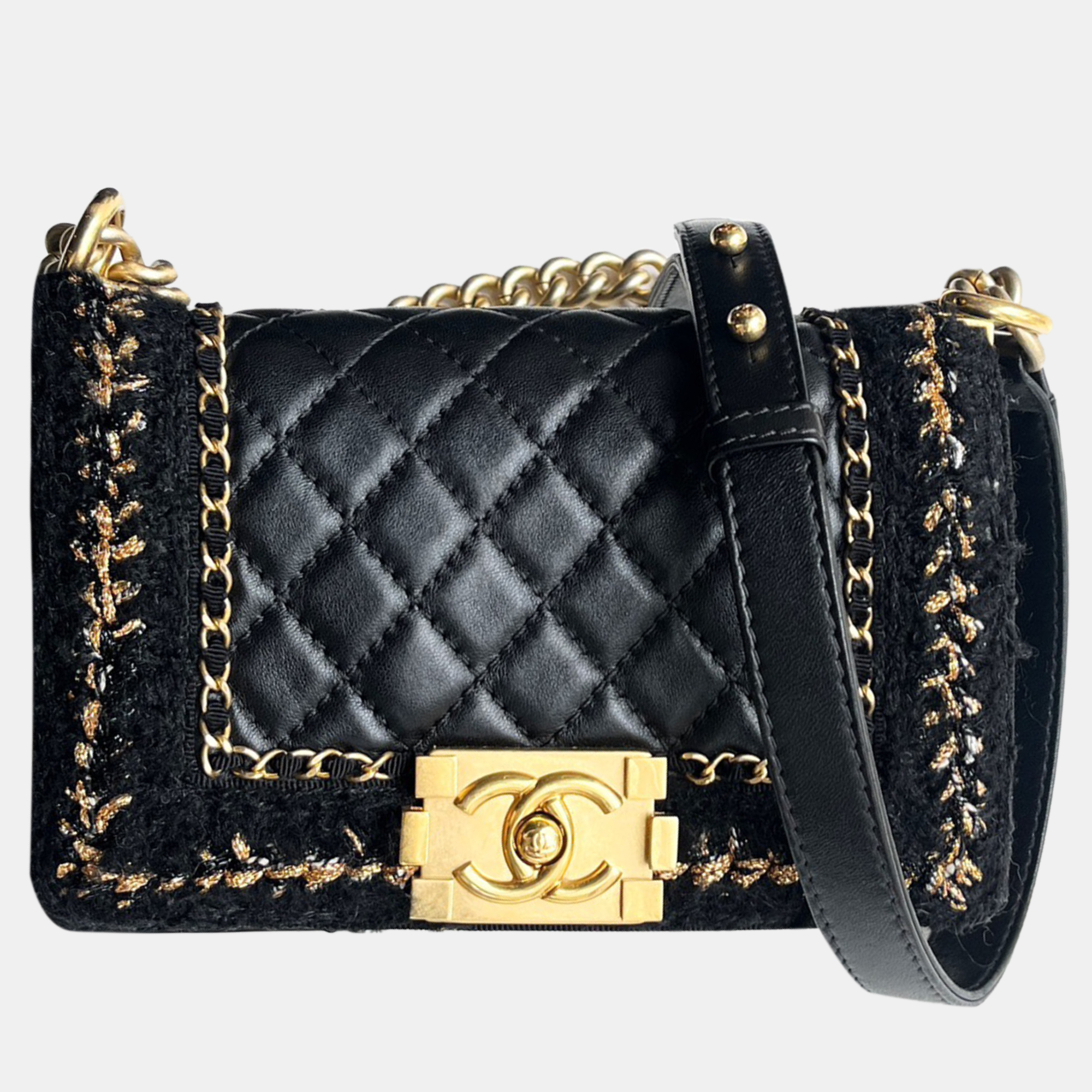 

Chanel Black Wool Le Boy Small Shoulder Bag