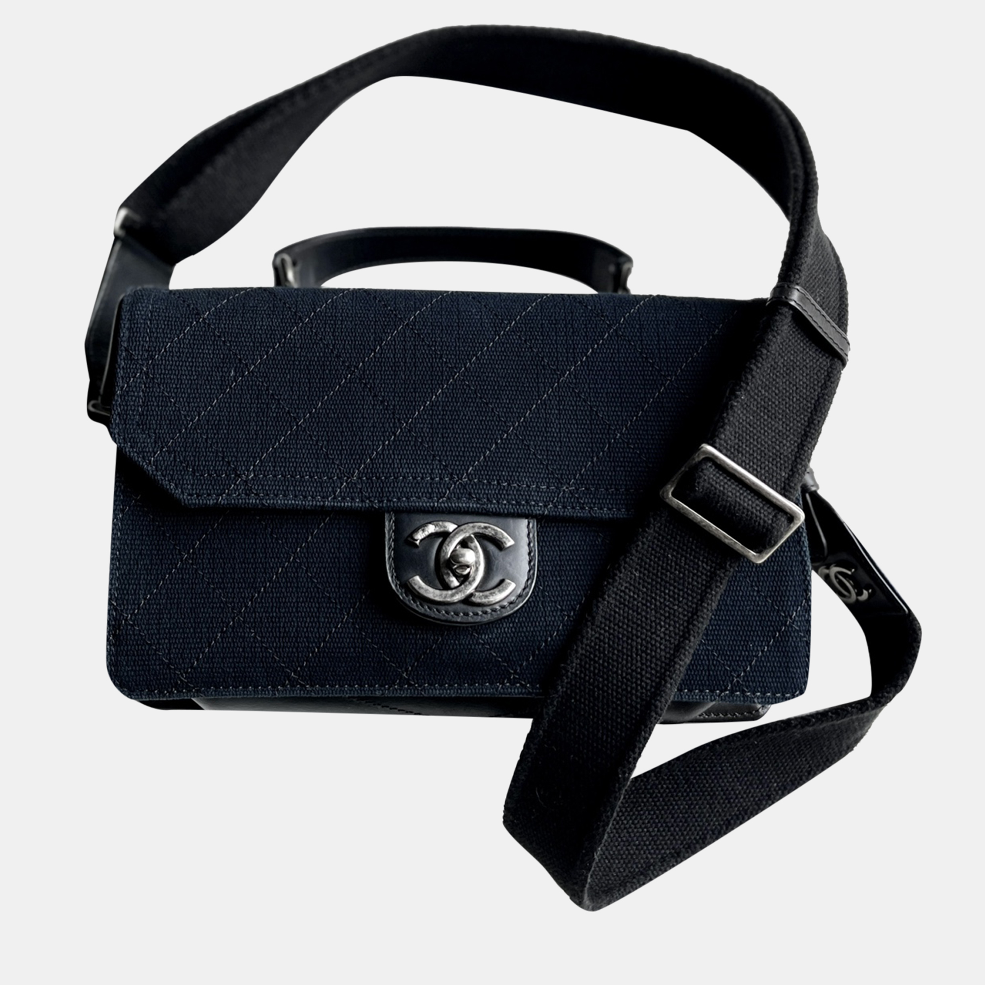 

Chanel Navy and Black Canvas Salzburg Tote Bag