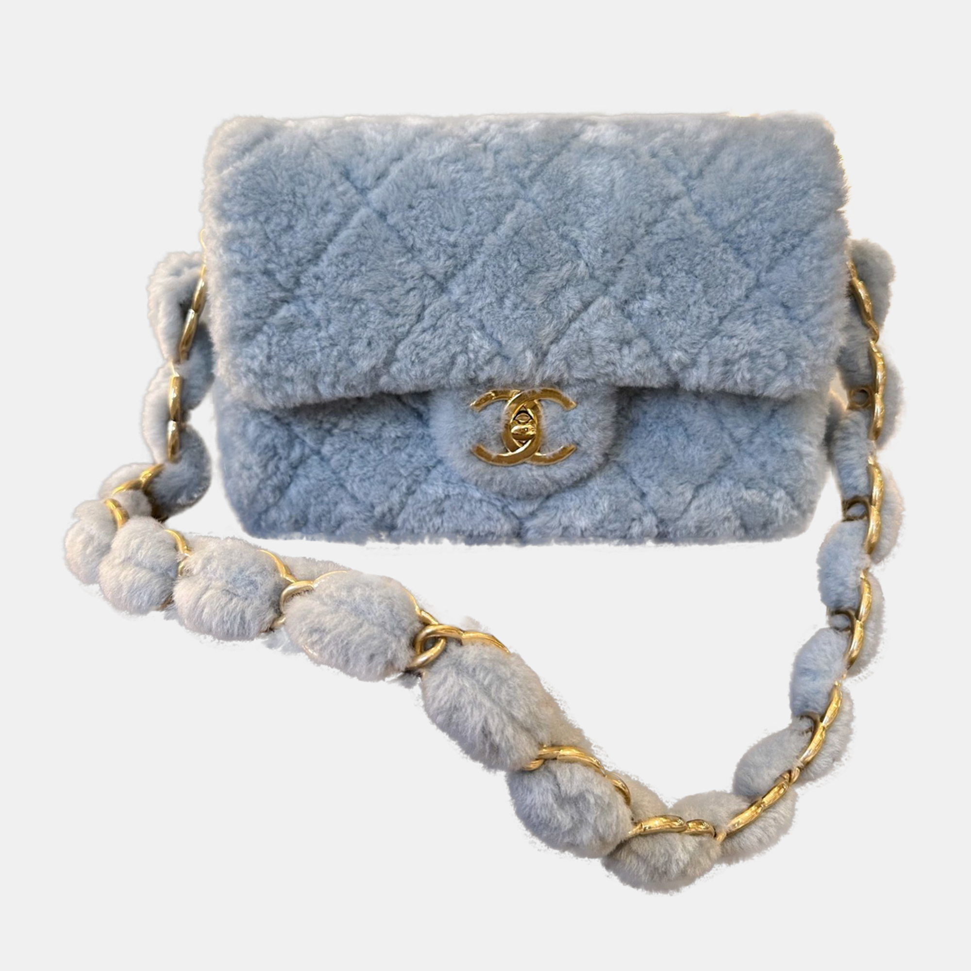

Chanel Lambskin Coarse Chain Shoulder Bag, Blue