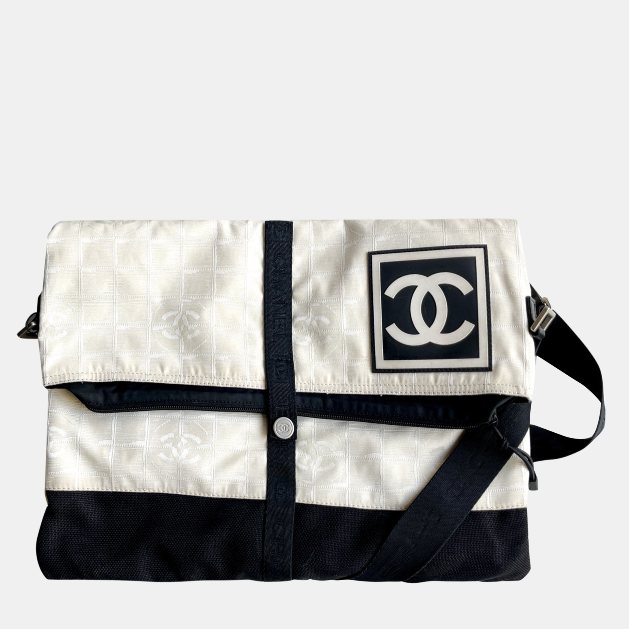 

Chanel Vintage Canvas Messenger Bag, Black