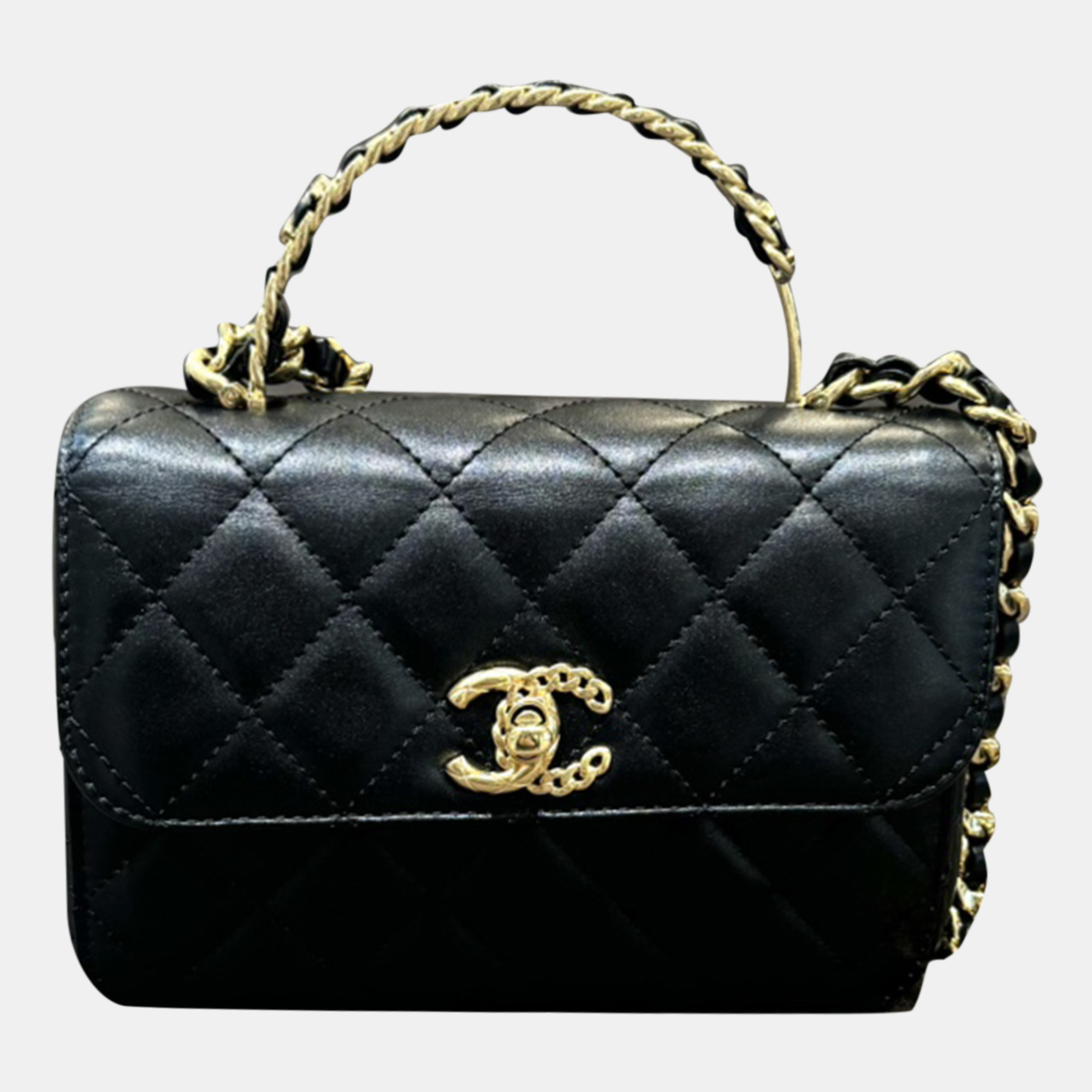 

Chanel Black and White Lambskin Le Boy Panda Handle Bag