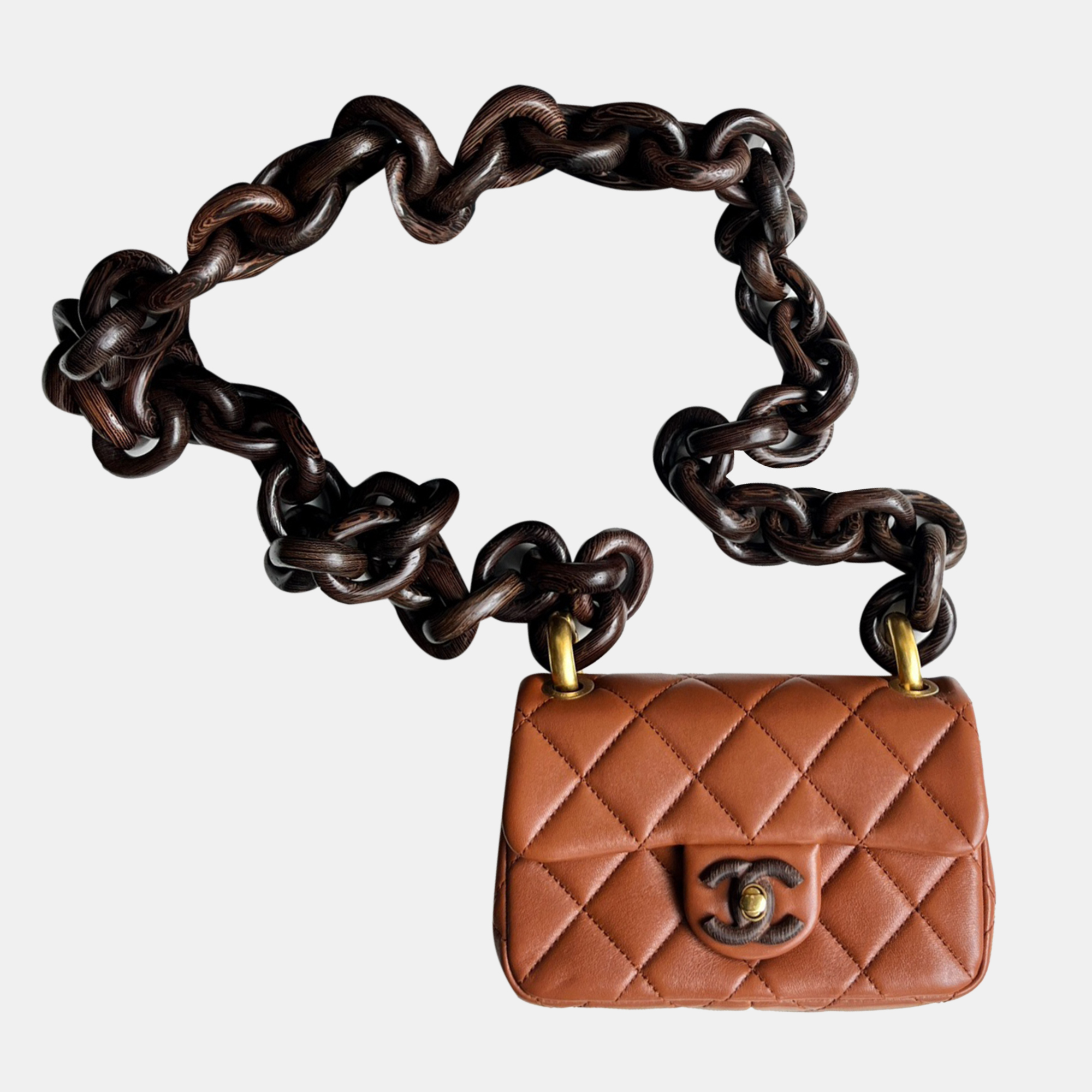 

Chanel Brown Wooden Chain Mini Shoulder Bag