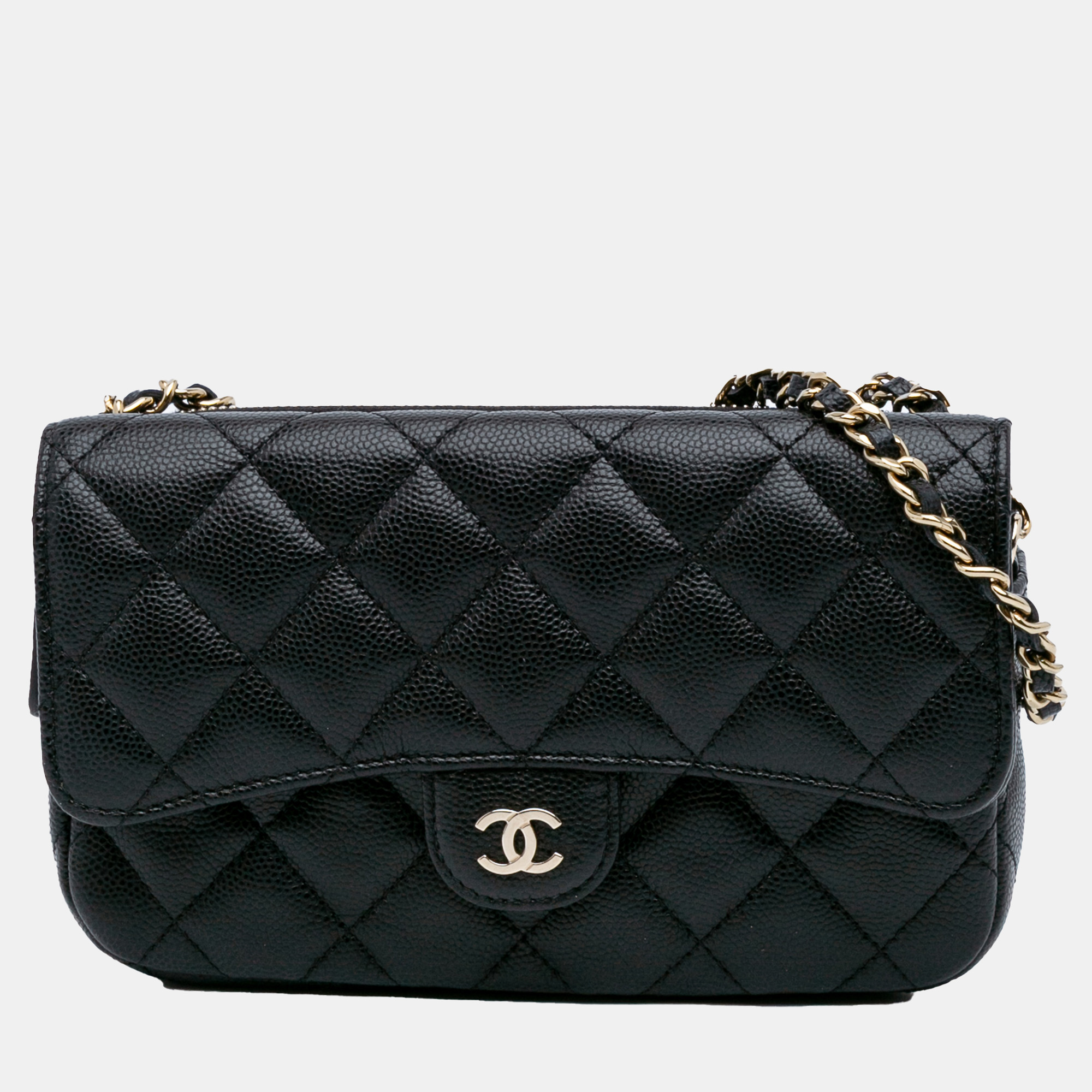 

Chanel Black CC Quilted Caviar Flap Phone Holder Wallet on Chain