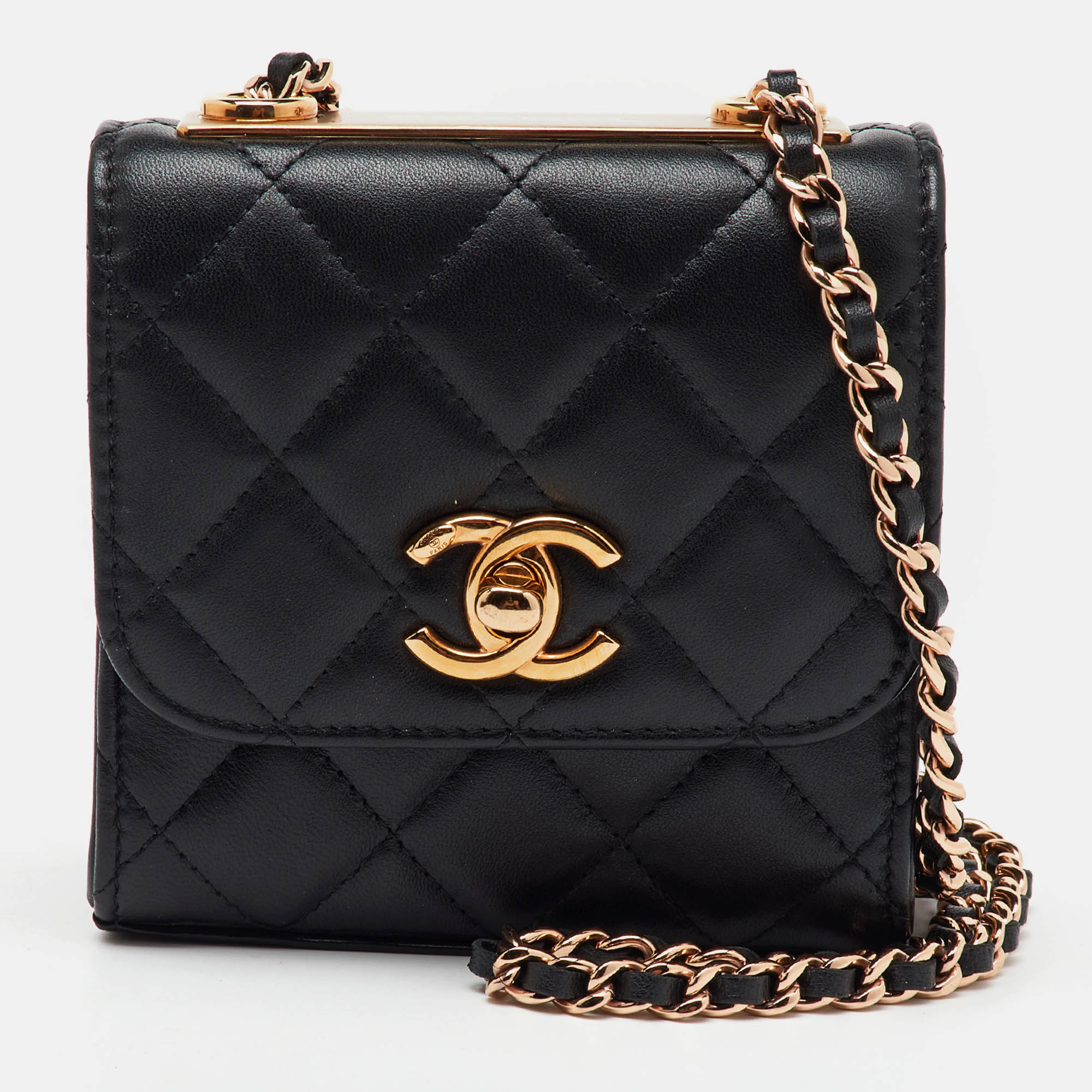 

Chanel Black Quilted Leather Mini Trendy CC Chain Clutch Bag
