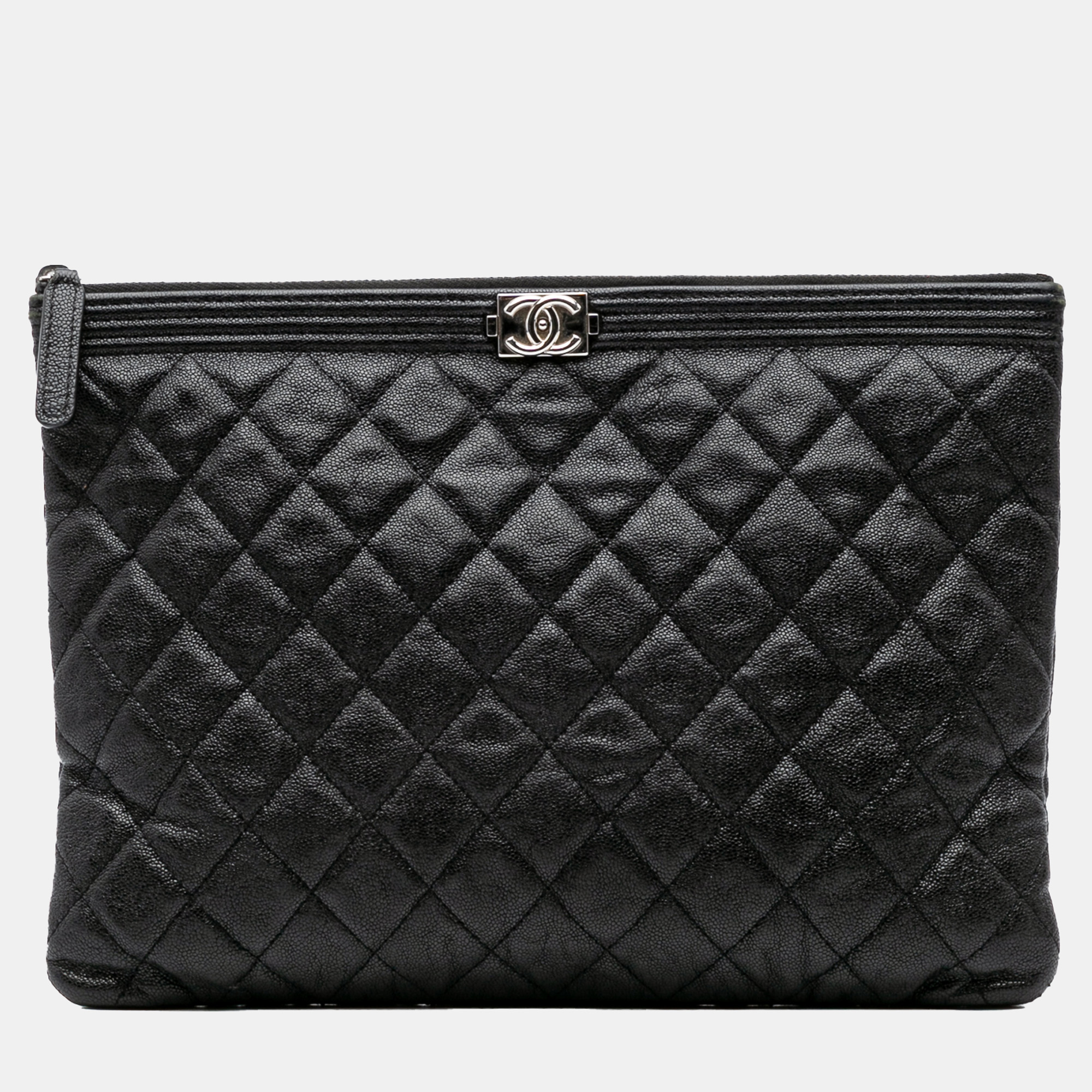

Chanel Black Medium Quilted Caviar Boy O Case Clutch