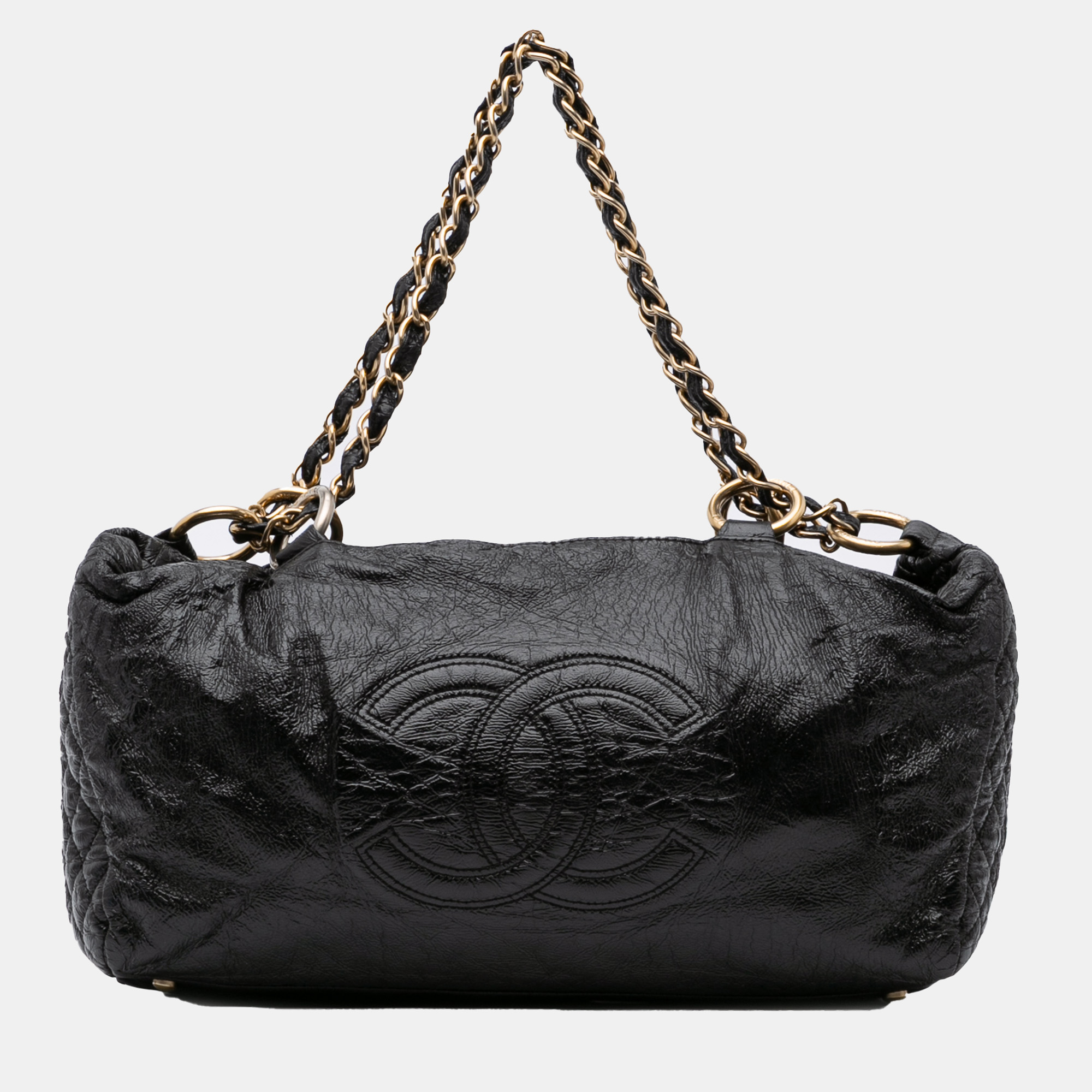 

Chanel Black Medium Vinyl Rock and Chain Bowler Bag