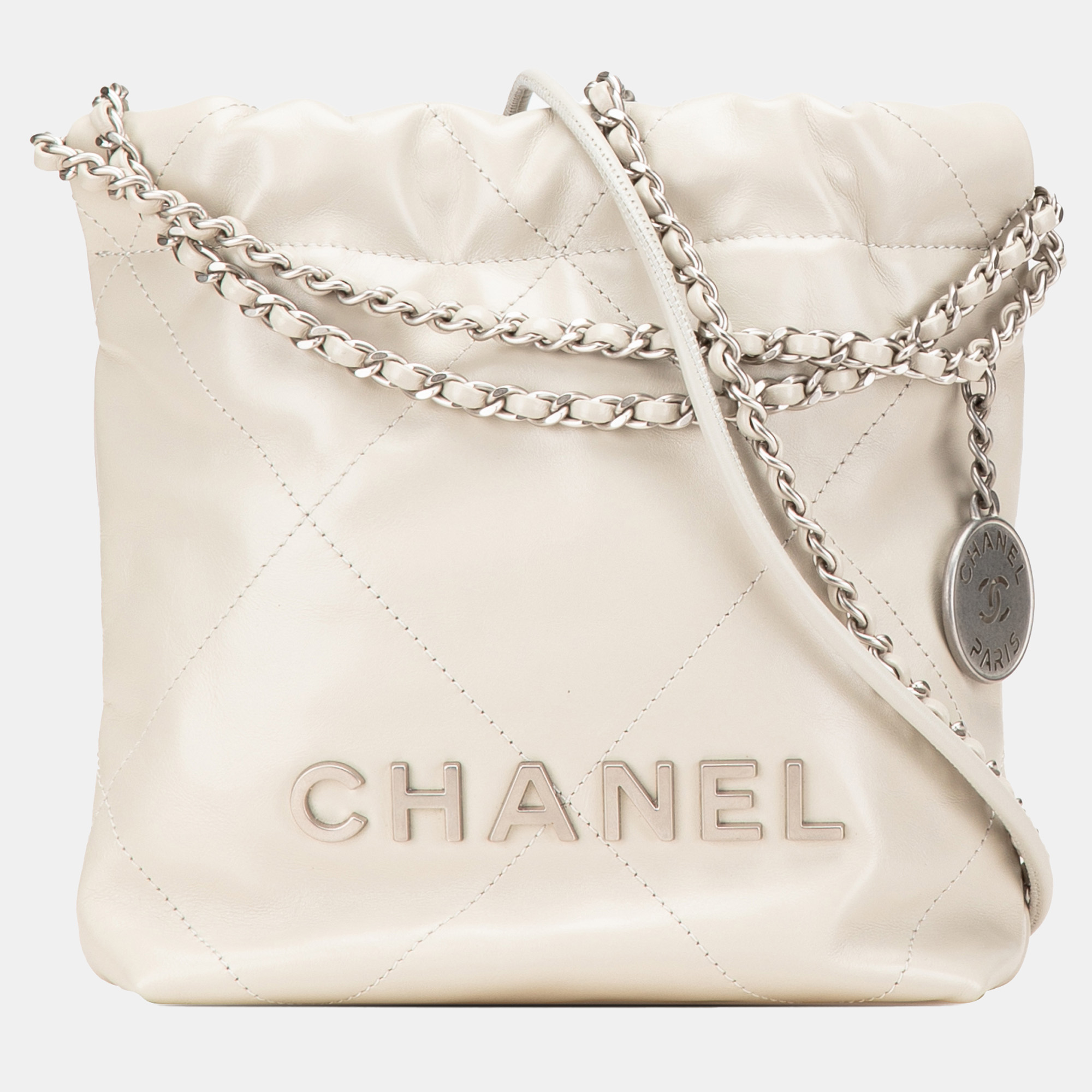 

Chanel Beige Mini Shiny Calfskin 22 Handbag