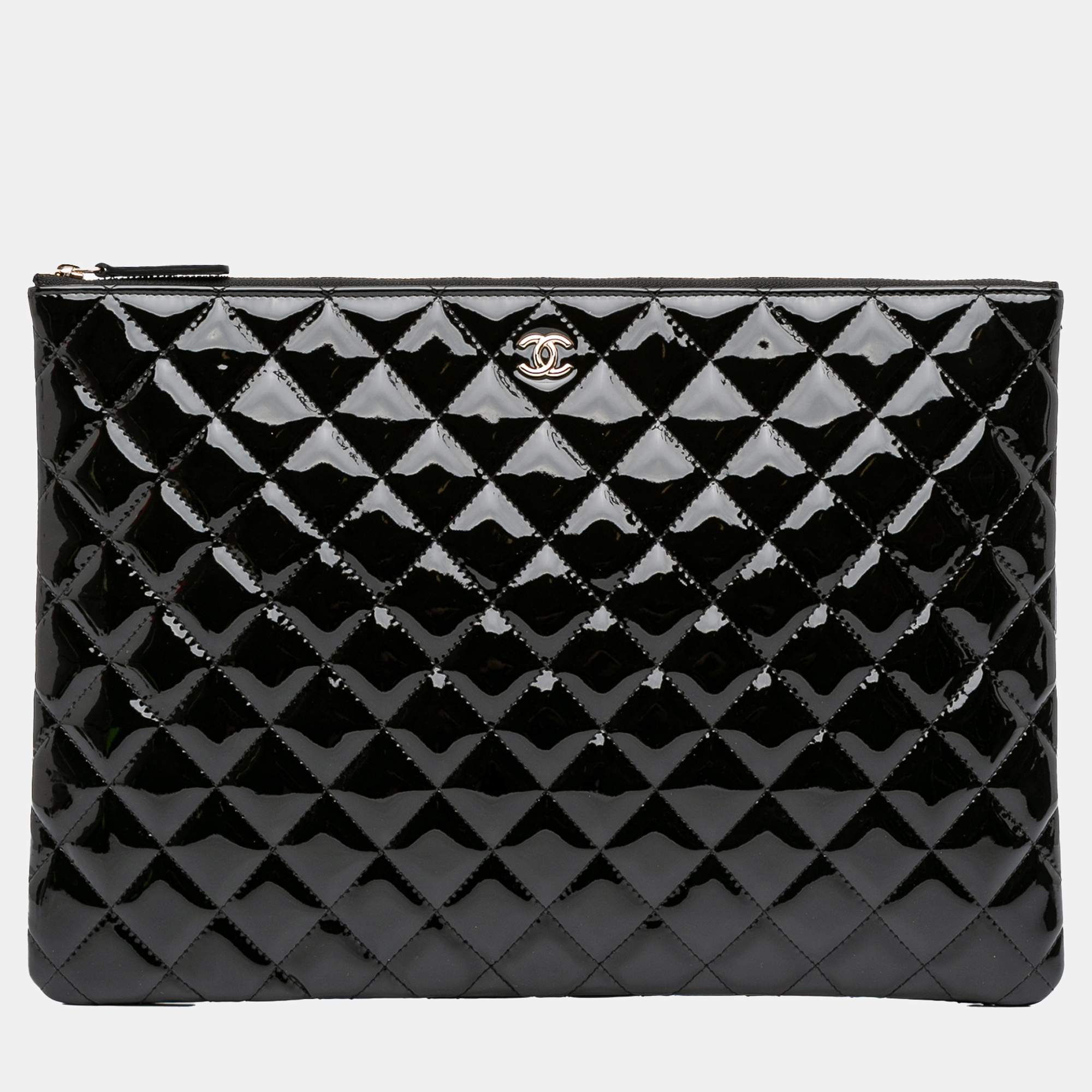

Chanel Black Large Patent O Case Clutch