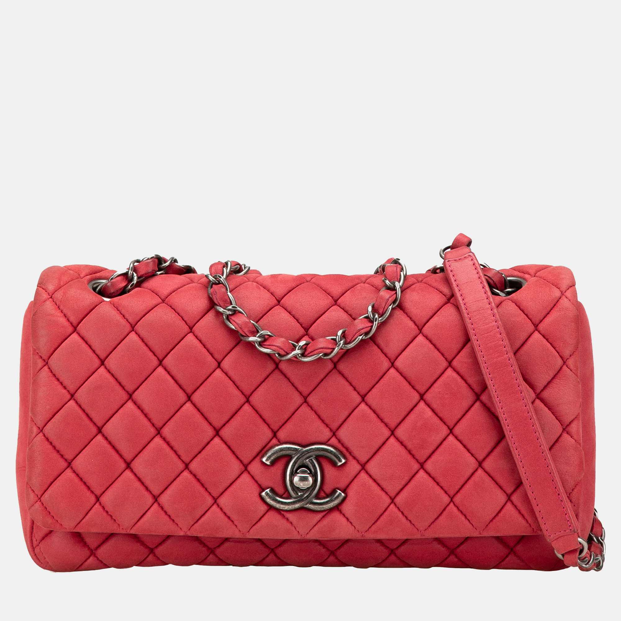

Chanel Red Small Iridescent Calfskin New Bubble Flap