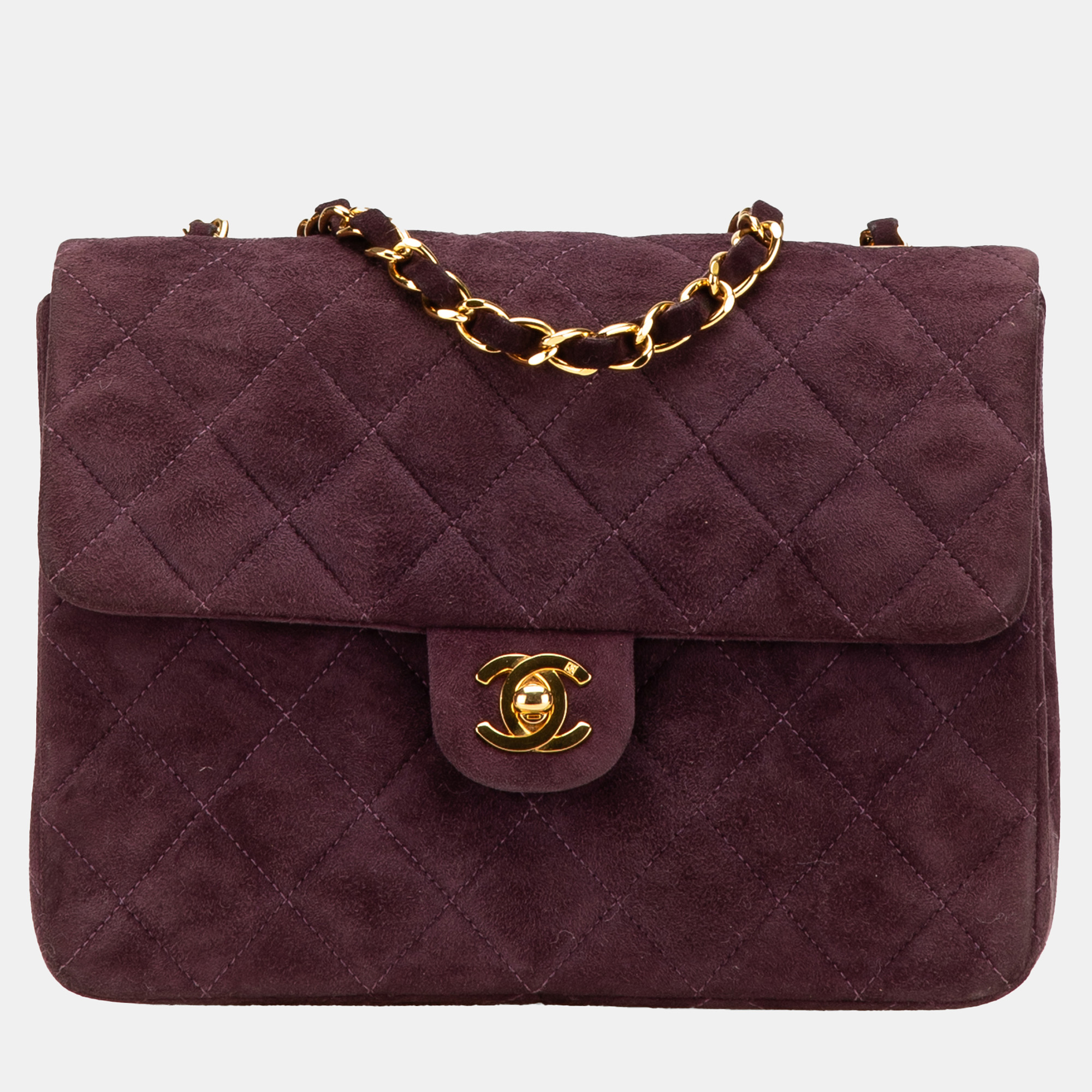

Chanel Burgundy Mini Rectangular Classic Suede Single Flap