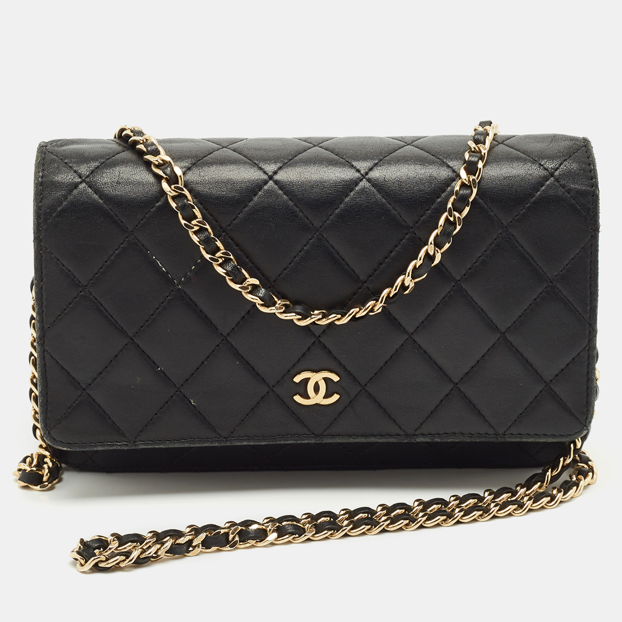 

Chanel Black Quilted Leather CC Wallet On Chain