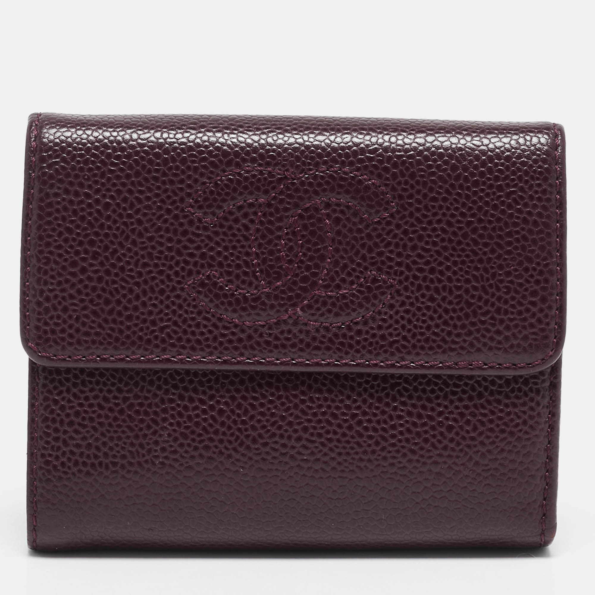 

Chanel Burgundy Caviar Leather CC Trifold Wallet