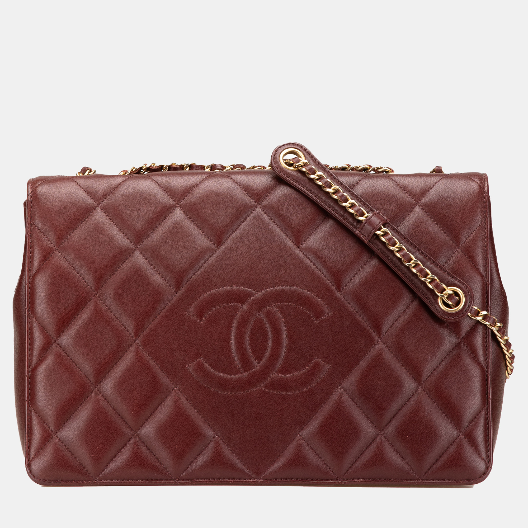 

Chanel Red Chanel Medium Quilted Lambskin Diamond CC Flap