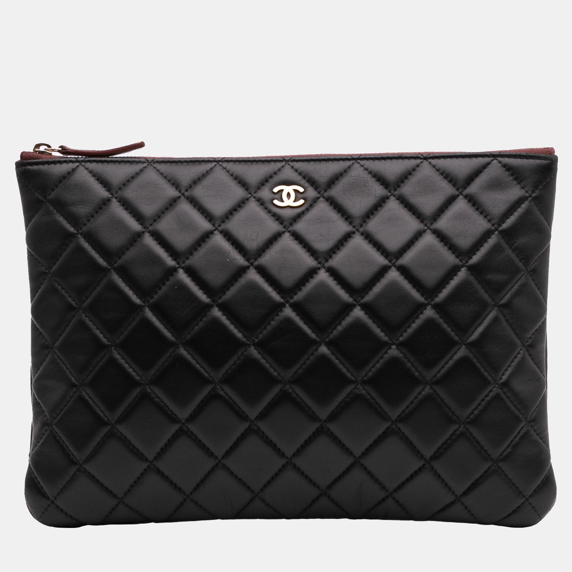 

Chanel Black Medium Quilted Lambskin O Case Clutch