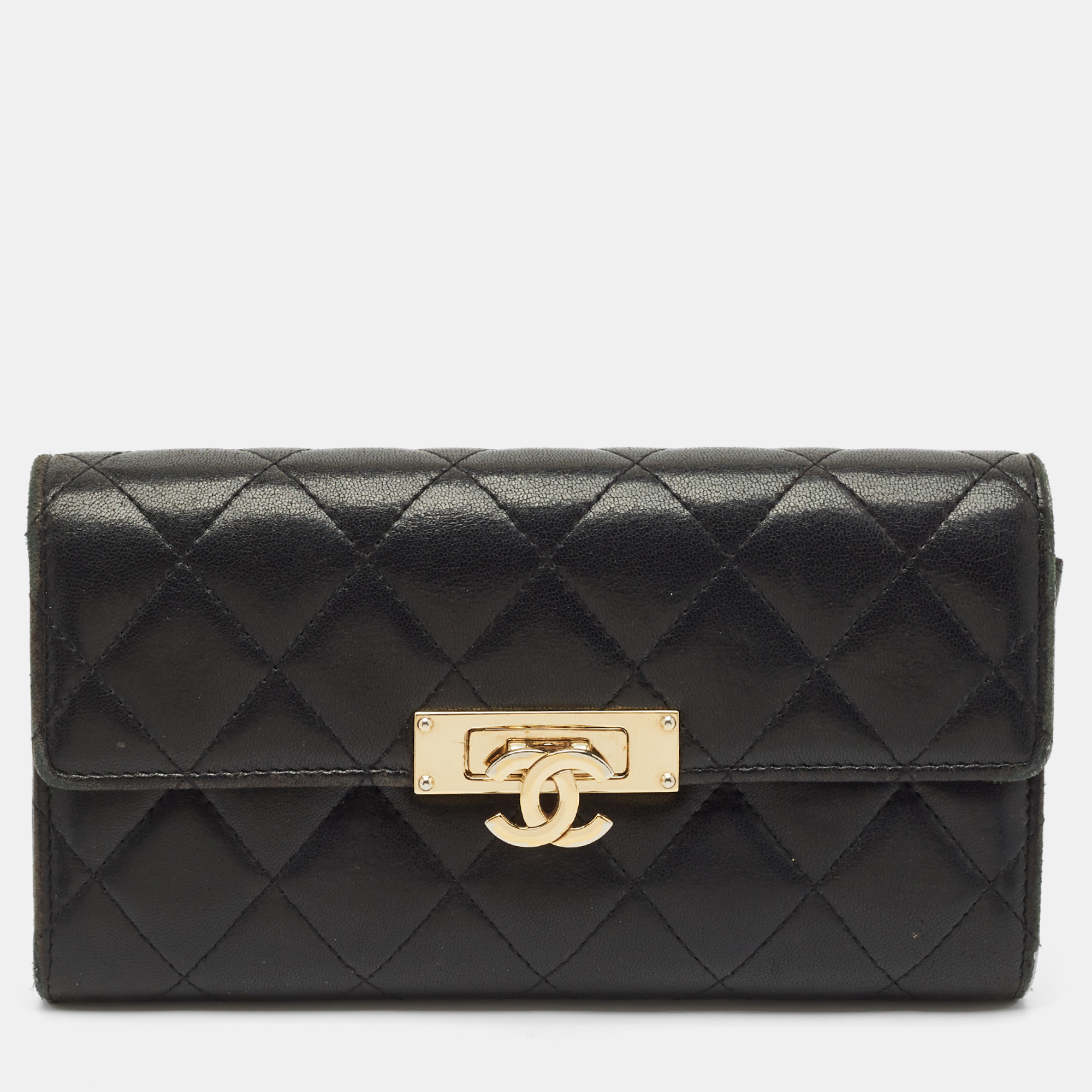 

Chanel Black Quilted Leather Golden Class Continental Wallet