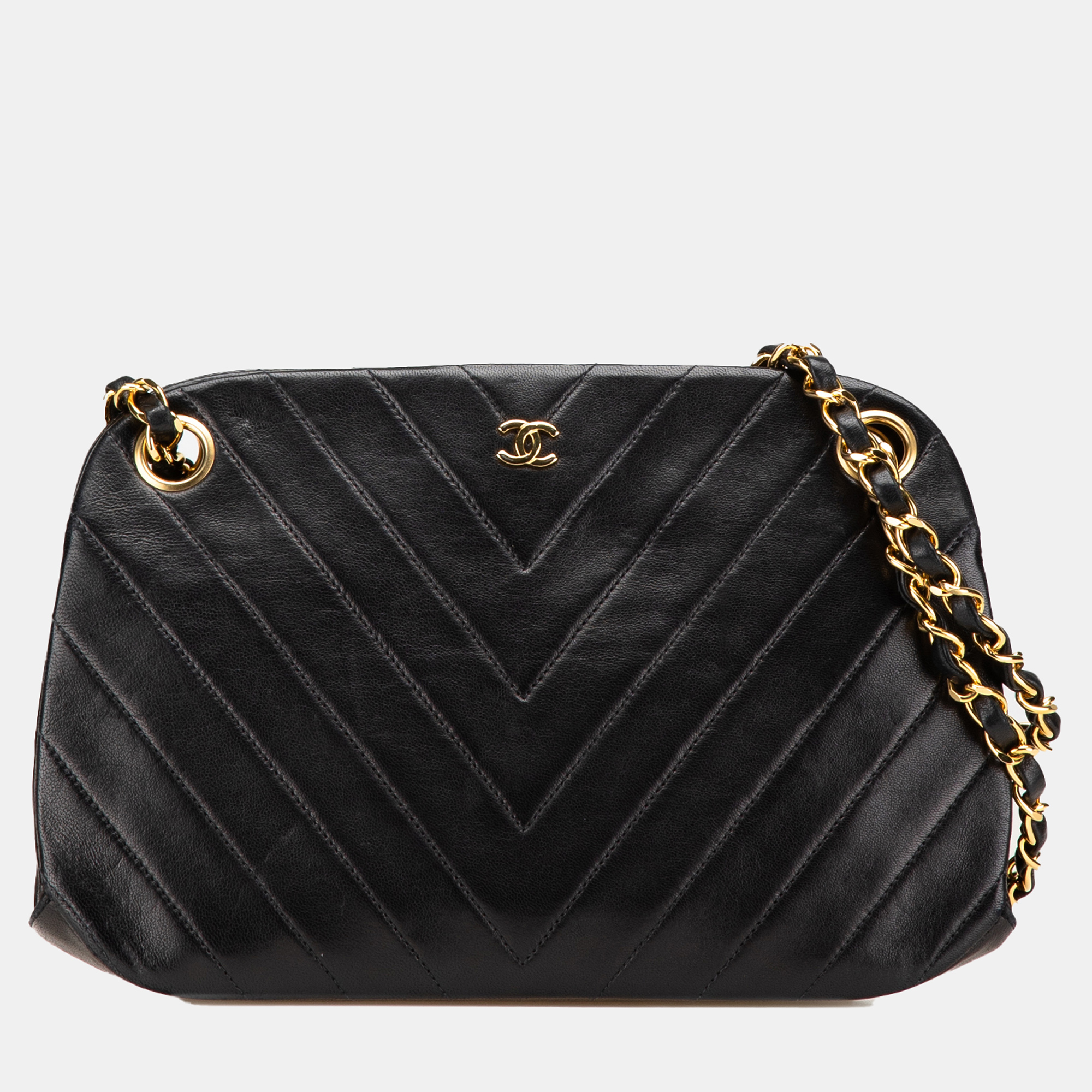 

Chanel Black CC Chevron Lambskin Frame Chain Shoulder Bag