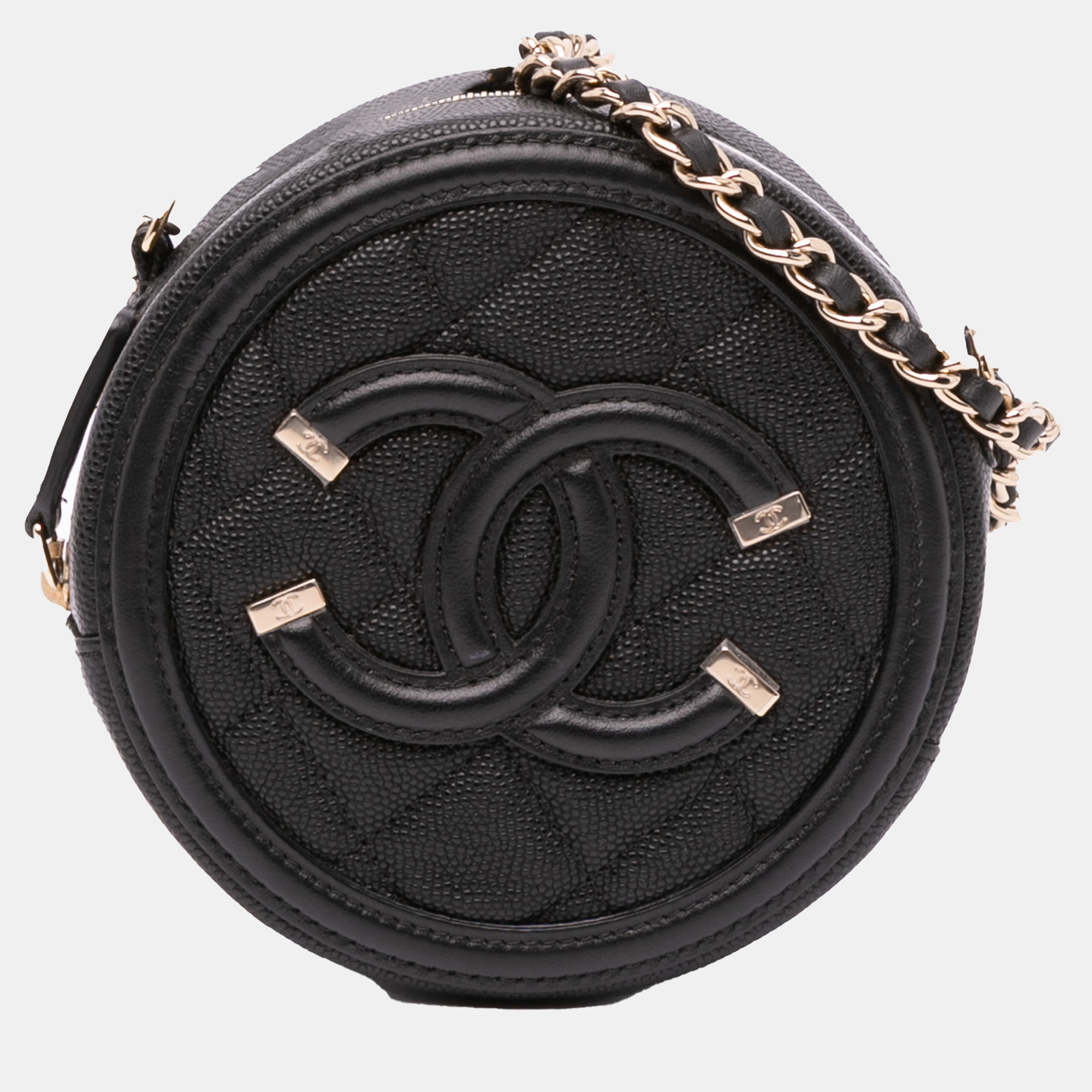 

Chanel Black Caviar CC Filigree Round Crossbody
