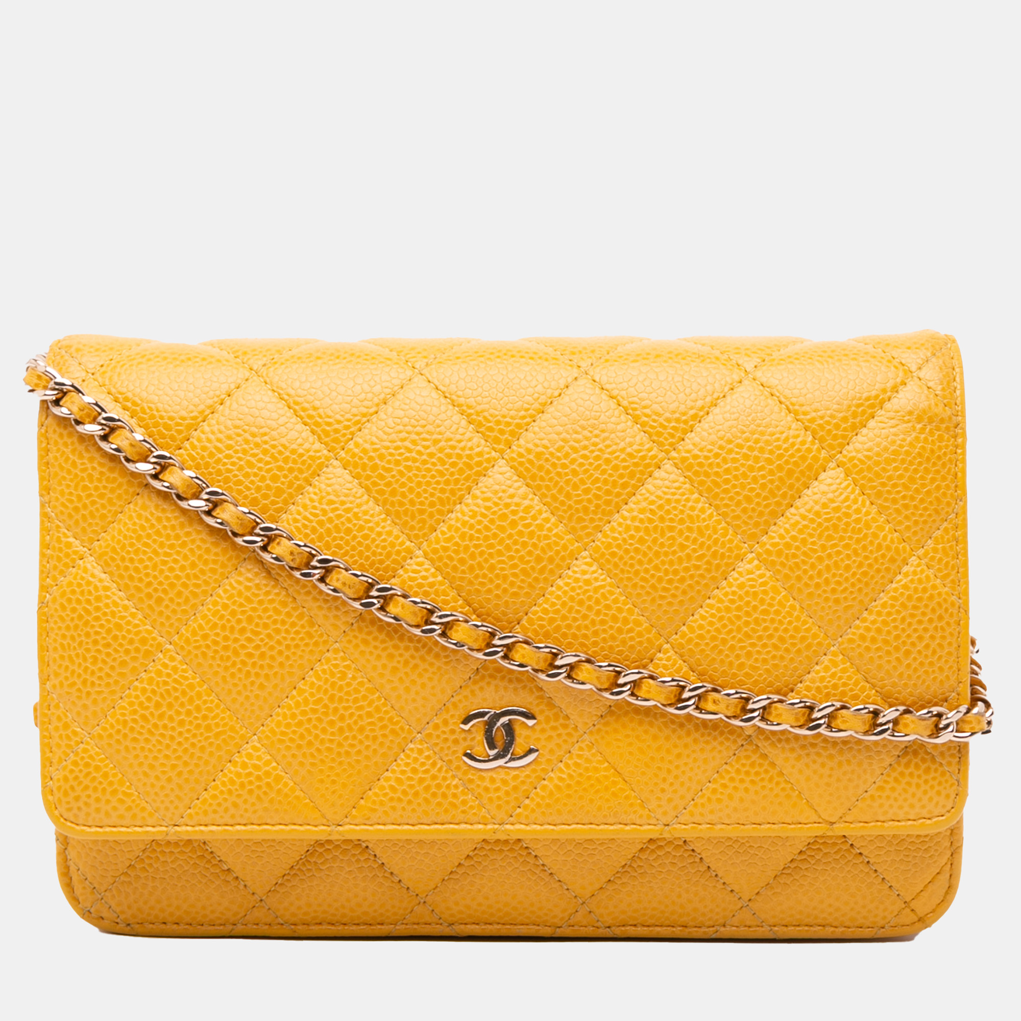 

Chanel Yellow CC Quilted Caviar Wallet on Chain