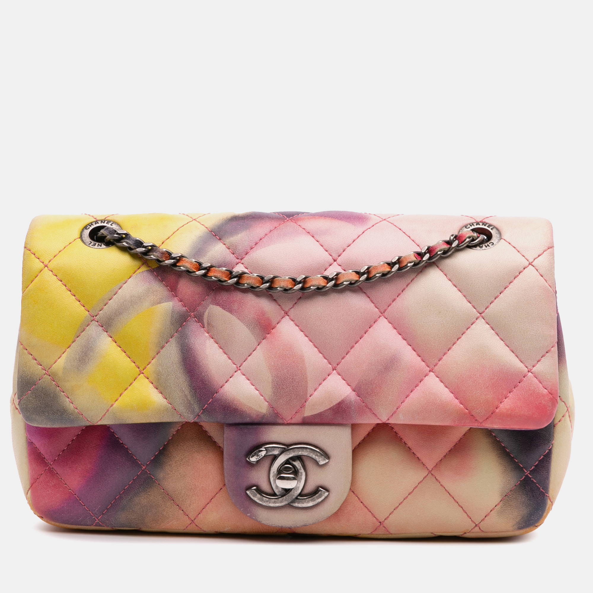 

Chanel Pink Mini RectangularQuilted Lambskin Flower Power Single Flap