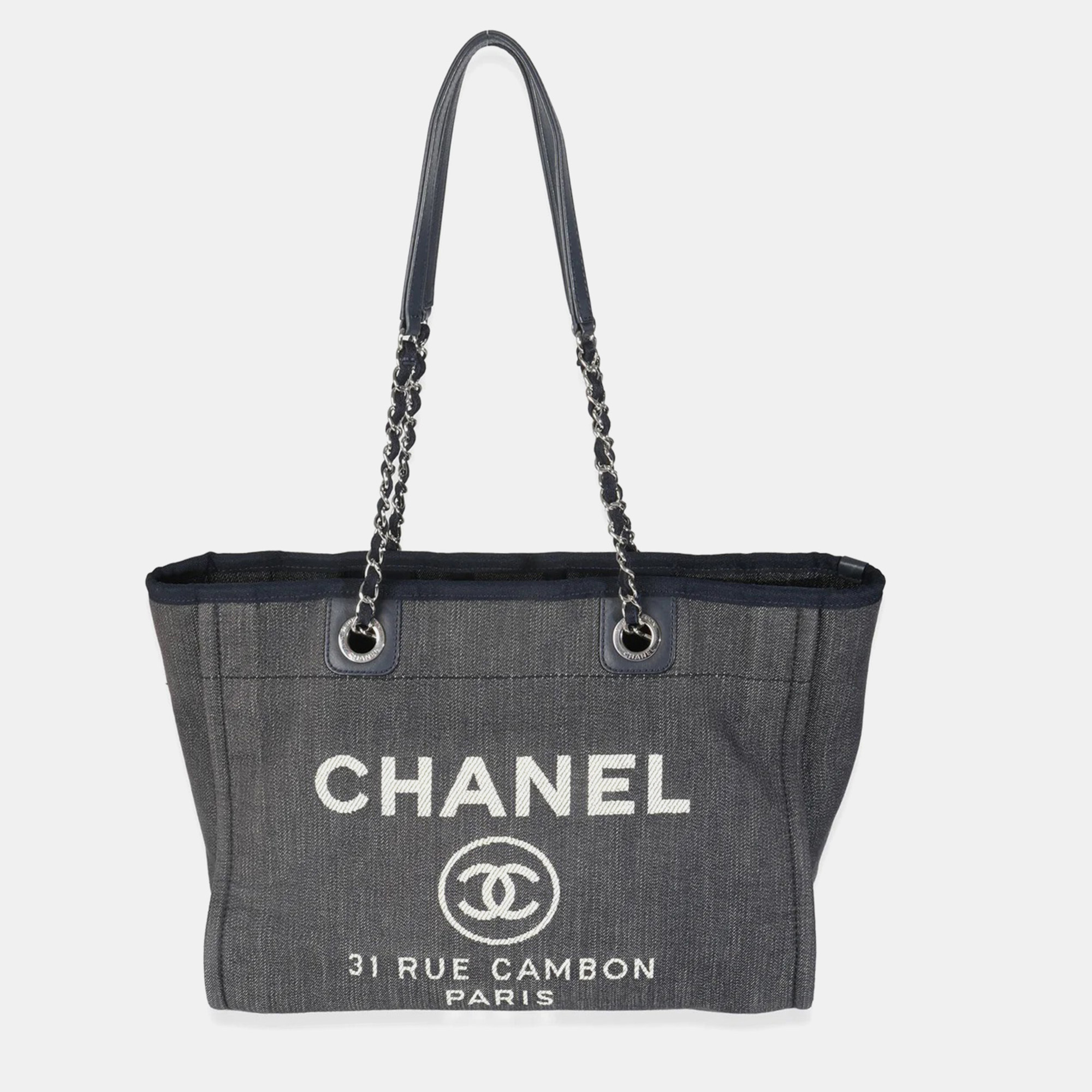 

Chanel Dark Blue Denim Small Deauville Tote bag