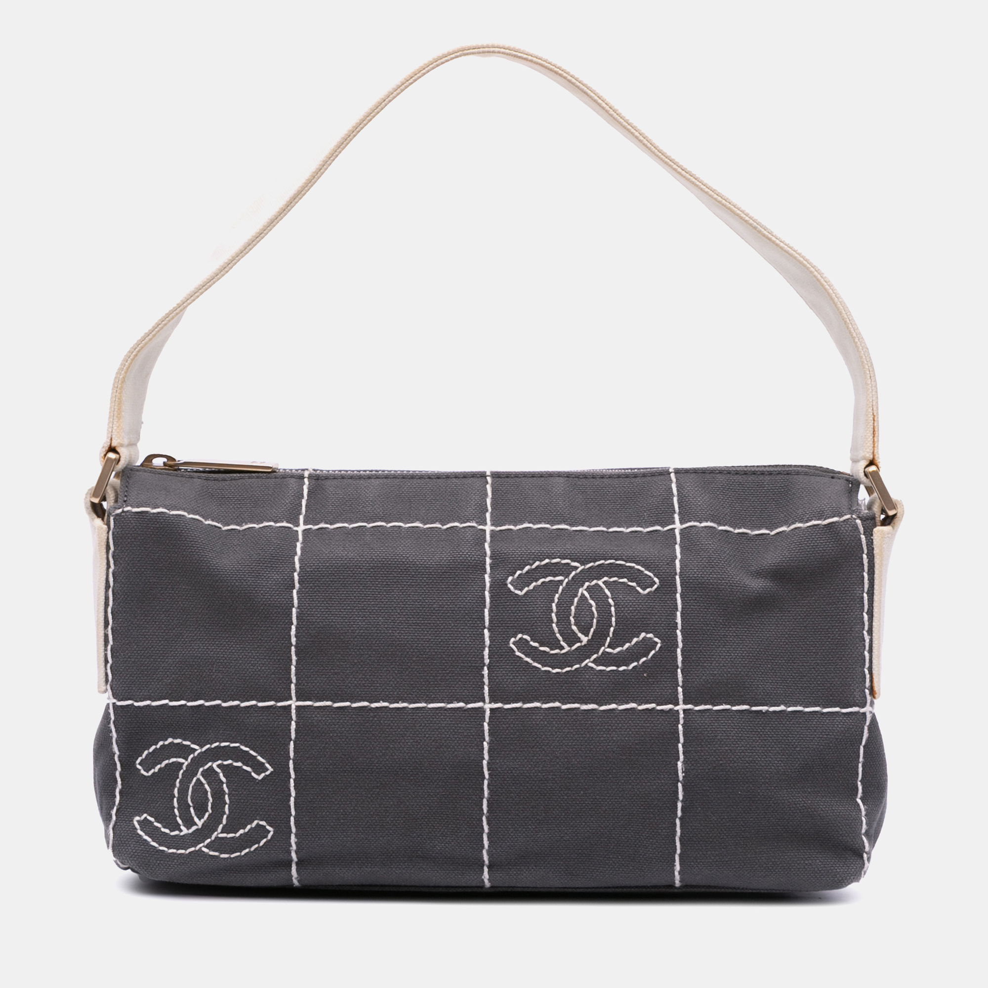 

Chanel Black White CC Chocolate Bar Canvas Shoulder Bag