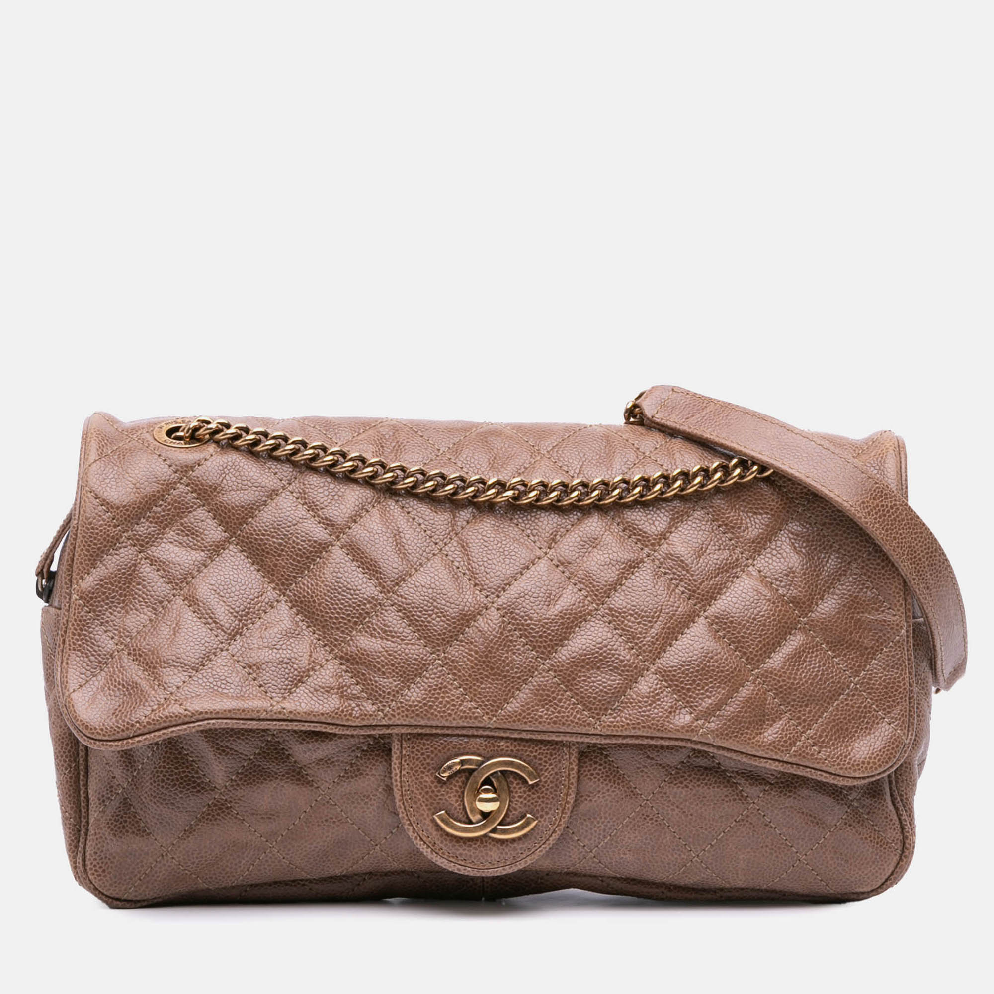 

Chanel Brown Large Quilted Glazed Caviar Shiva Flap