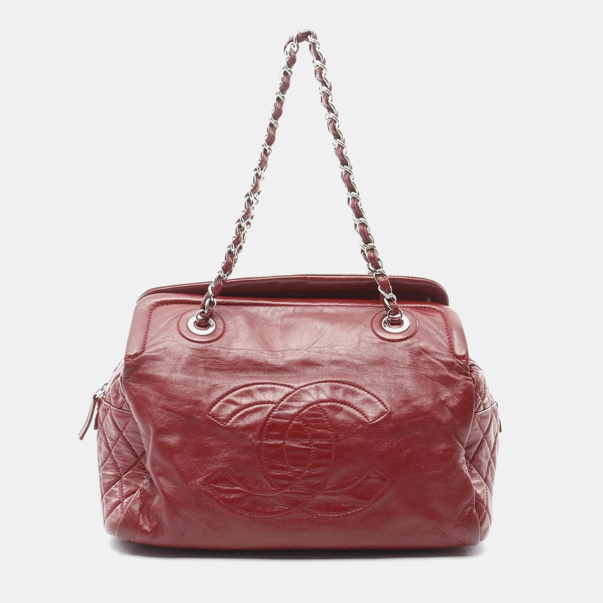 

Chanel Coco Mark Matelasse Chain Shoulder Bag Calfskin Red