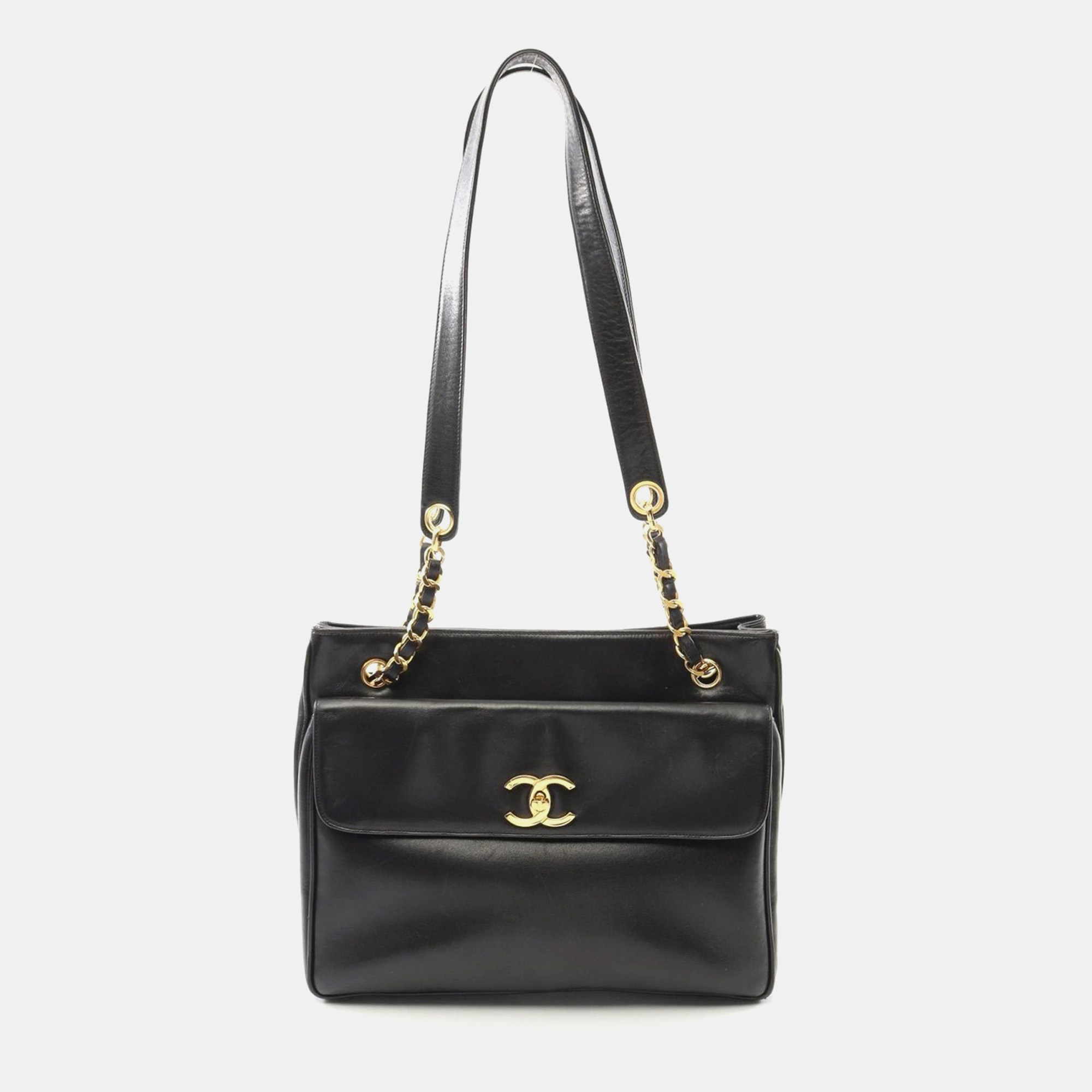 

Chanel Coco Mark Tote Chain Shoulder Bag Lambskin Black Ghw