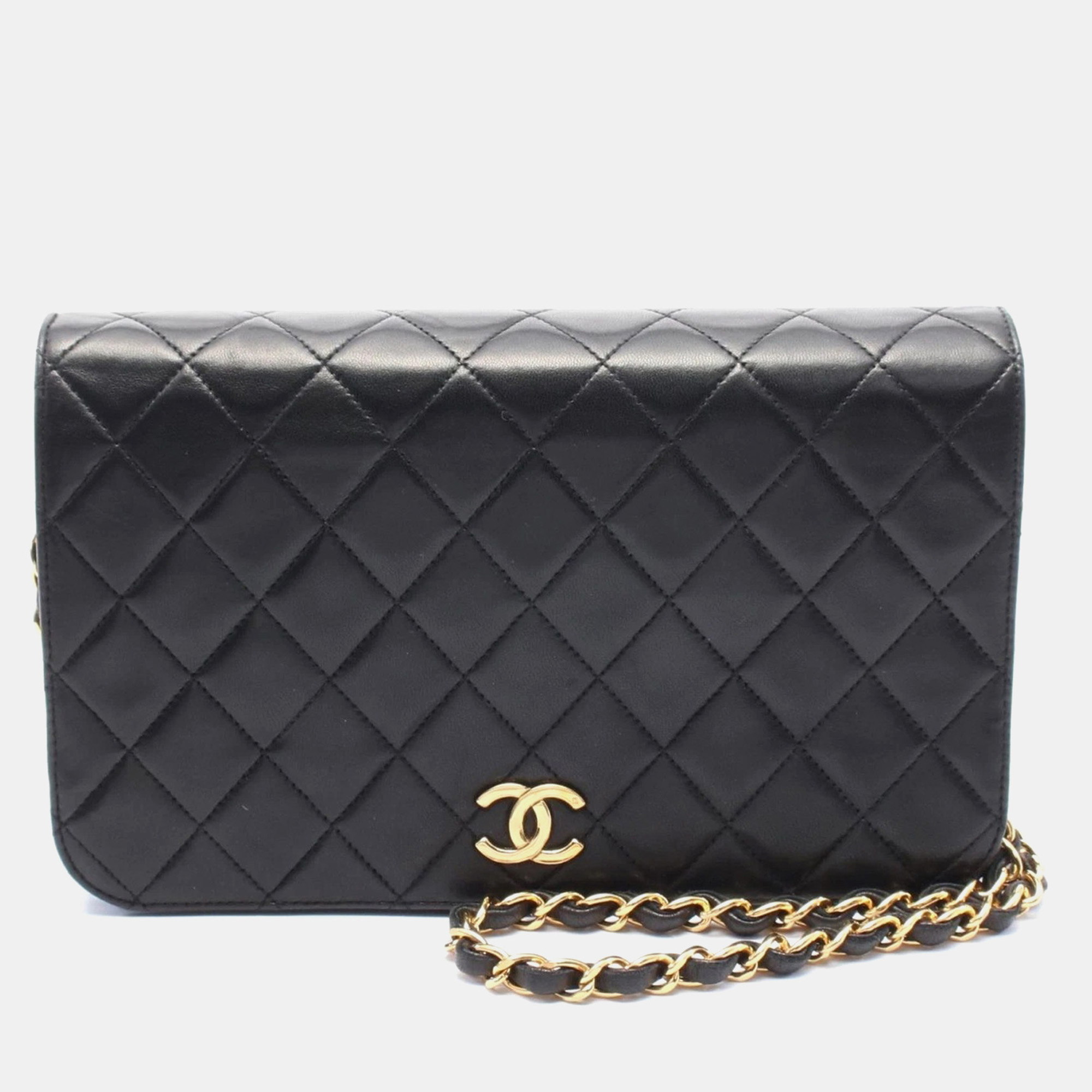 

Chanel Matelasse Full Flap Chain Shoulder Bag Lambskin Black Ghw
